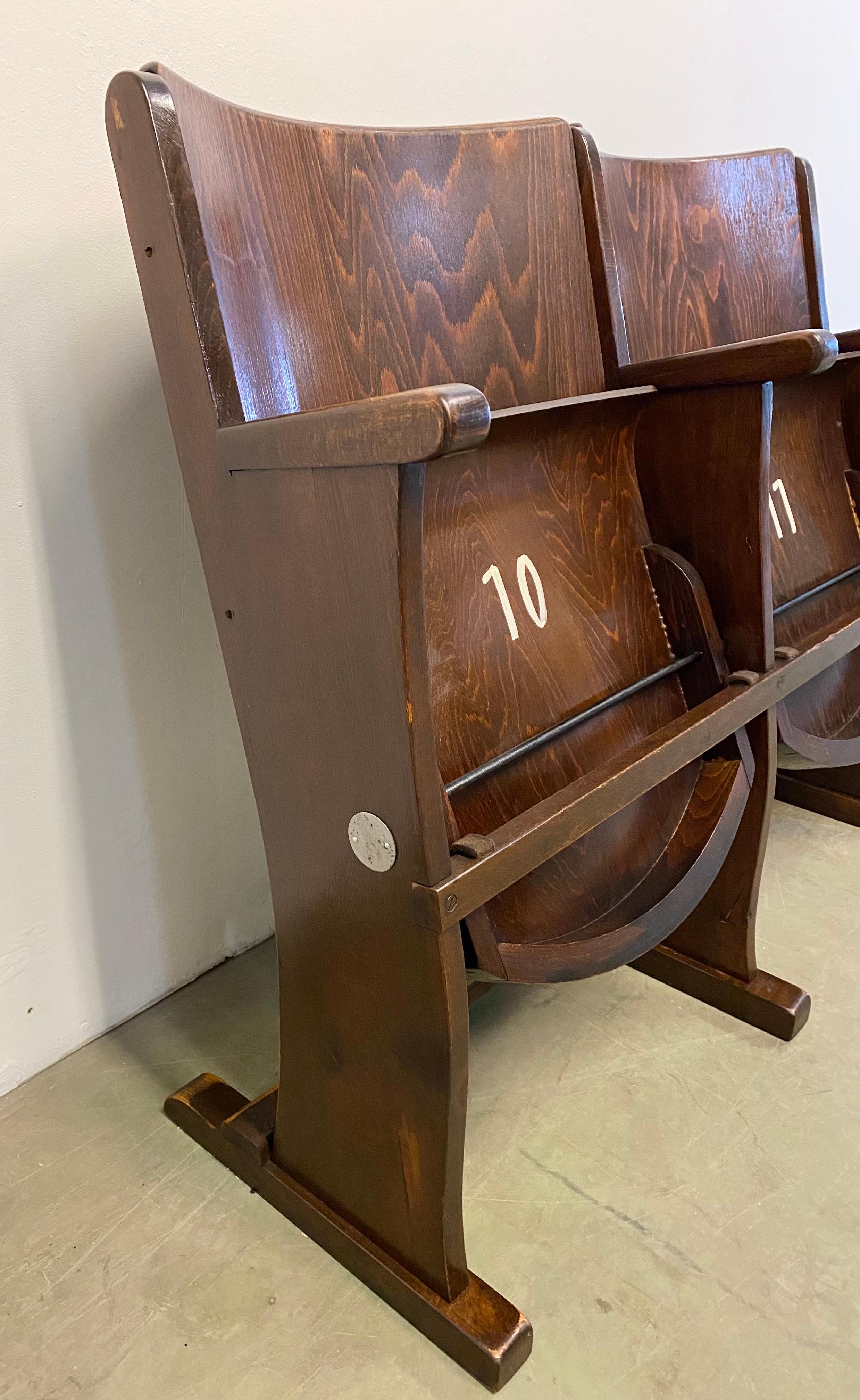 Vintage Two-Seat Cinema Bench from Ton, 1950s 2