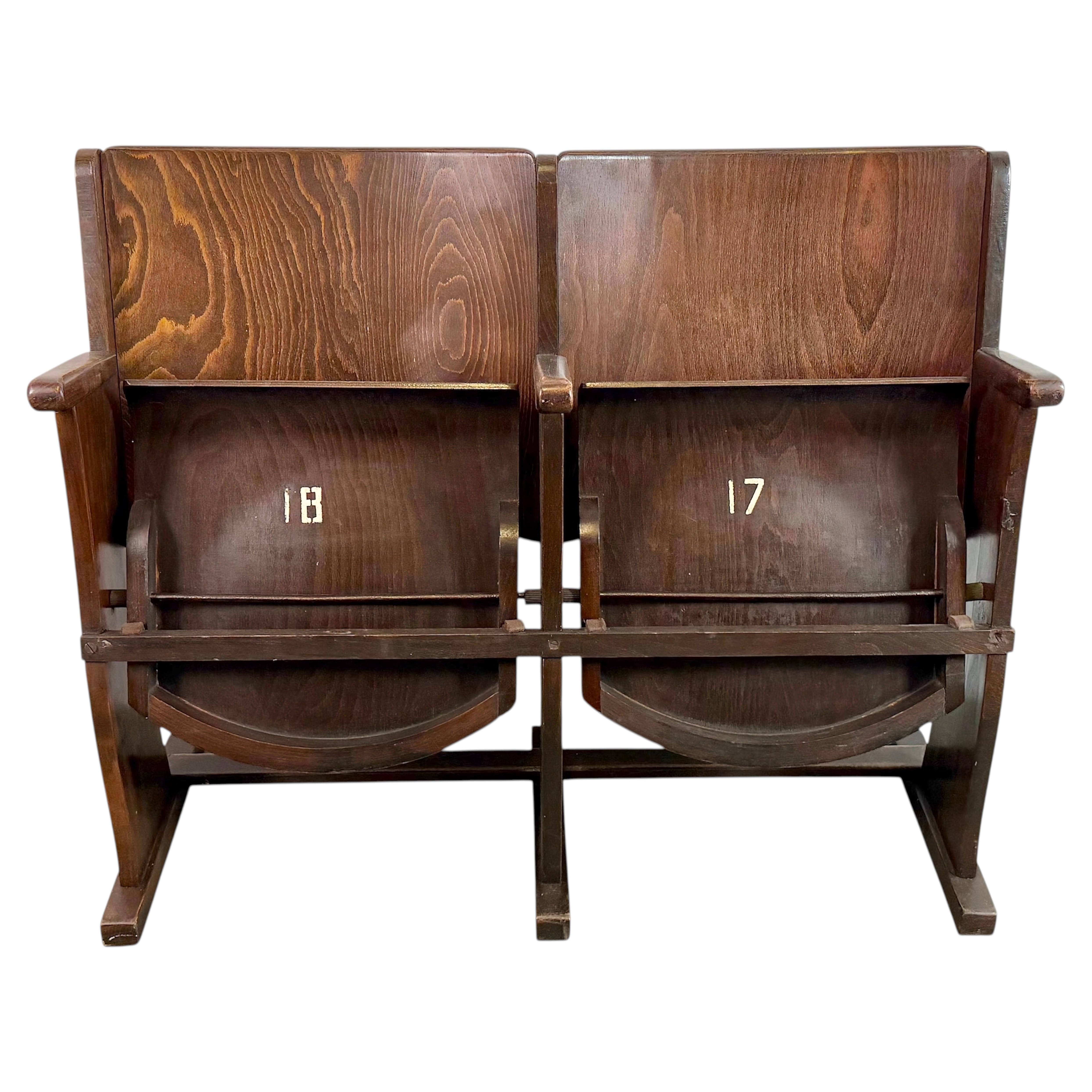 Vintage Two-Seat Cinema Bench from TON, 1960s
