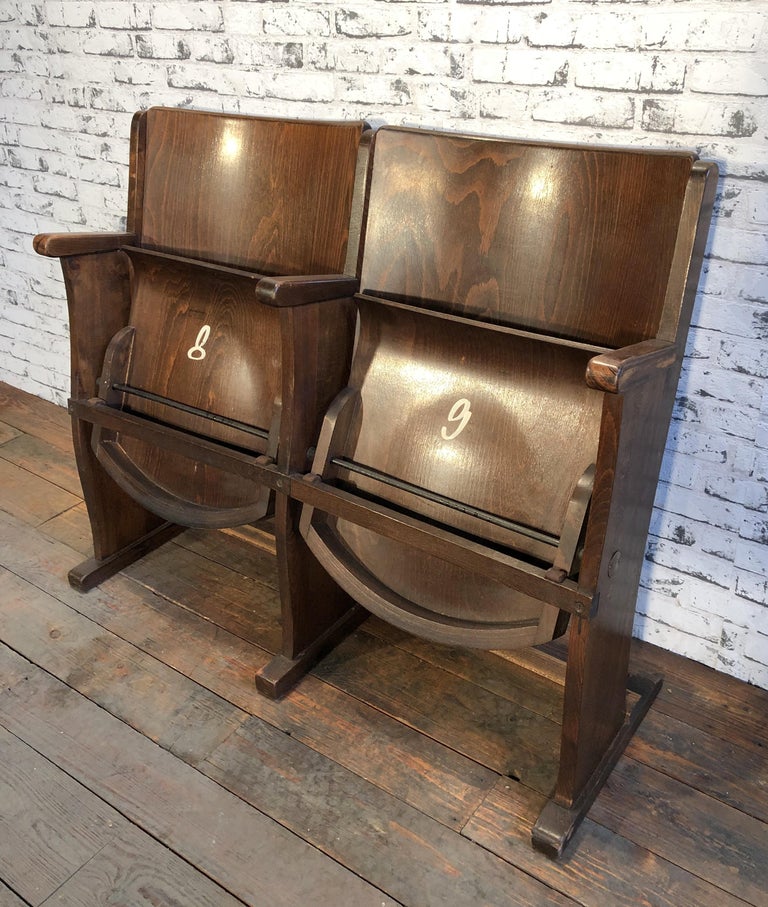 Vintage Two Seat Cinema Bench From Ton 1950s At 1stdibs