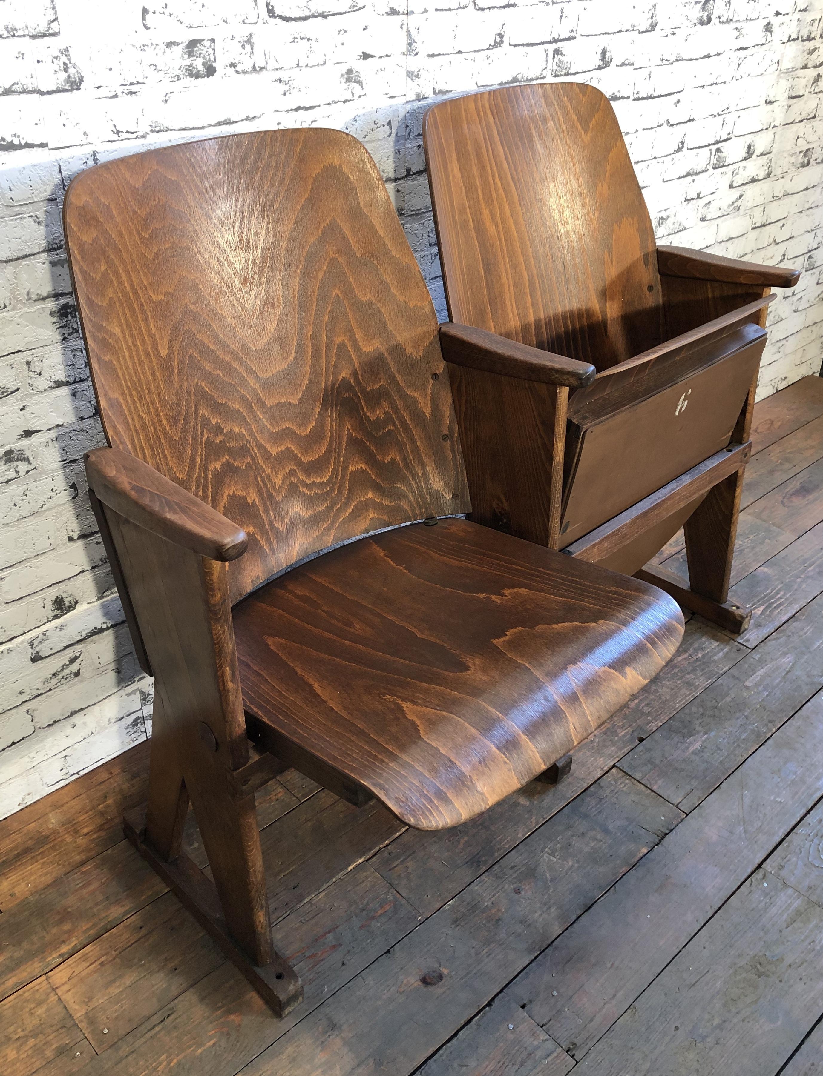 Vintage Two-Seat Cinema Bench from Ton, 1960s 4
