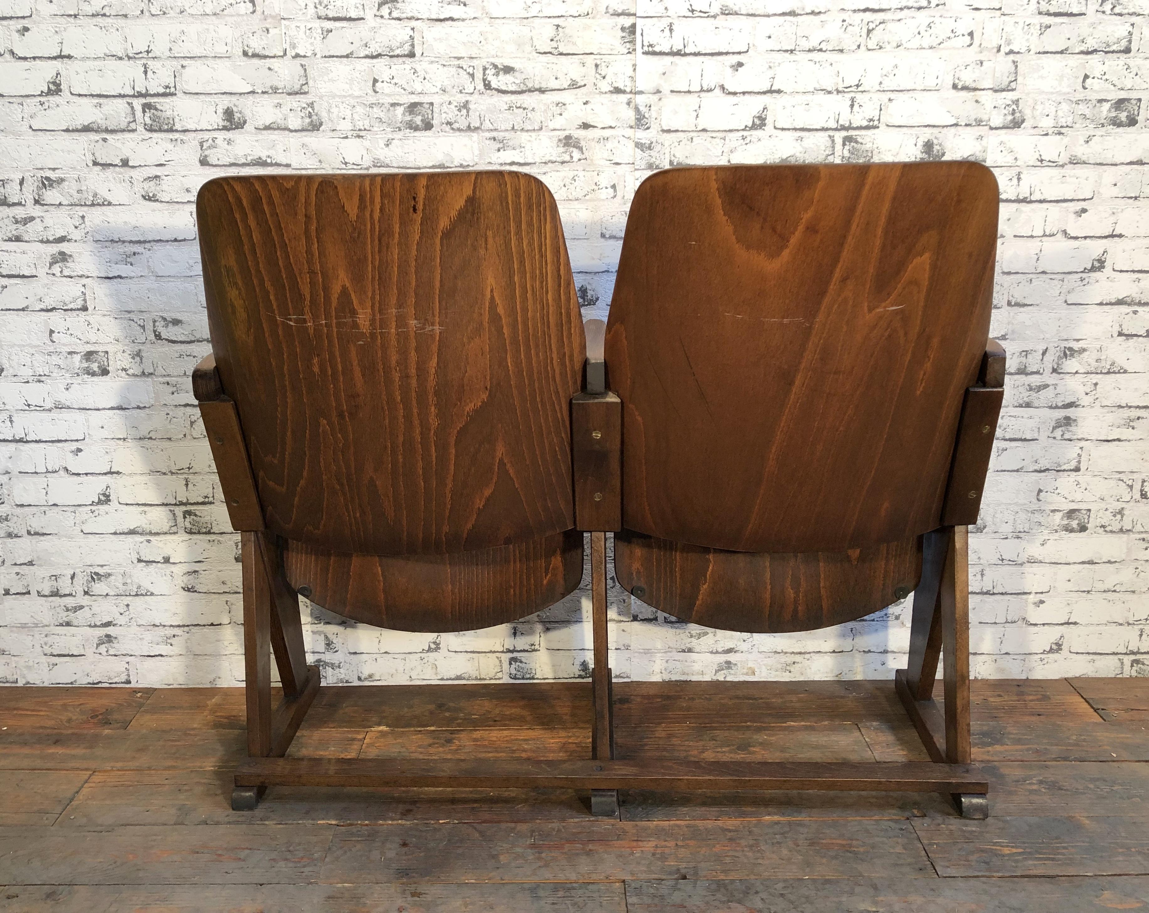 Vintage Two-Seat Cinema Bench from Ton, 1960s 6