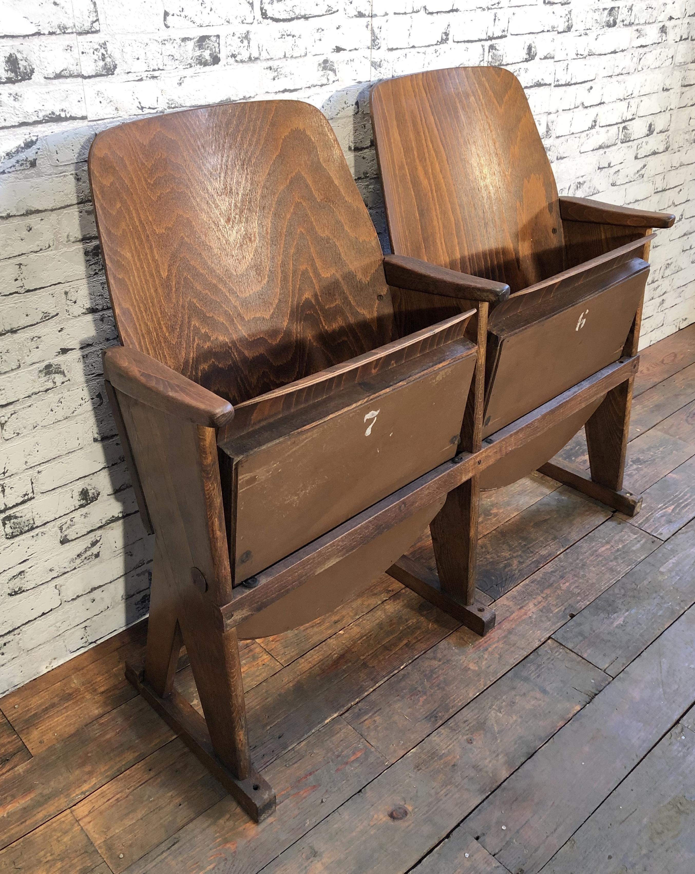 Industrial Vintage Two-Seat Cinema Bench from Ton, 1960s