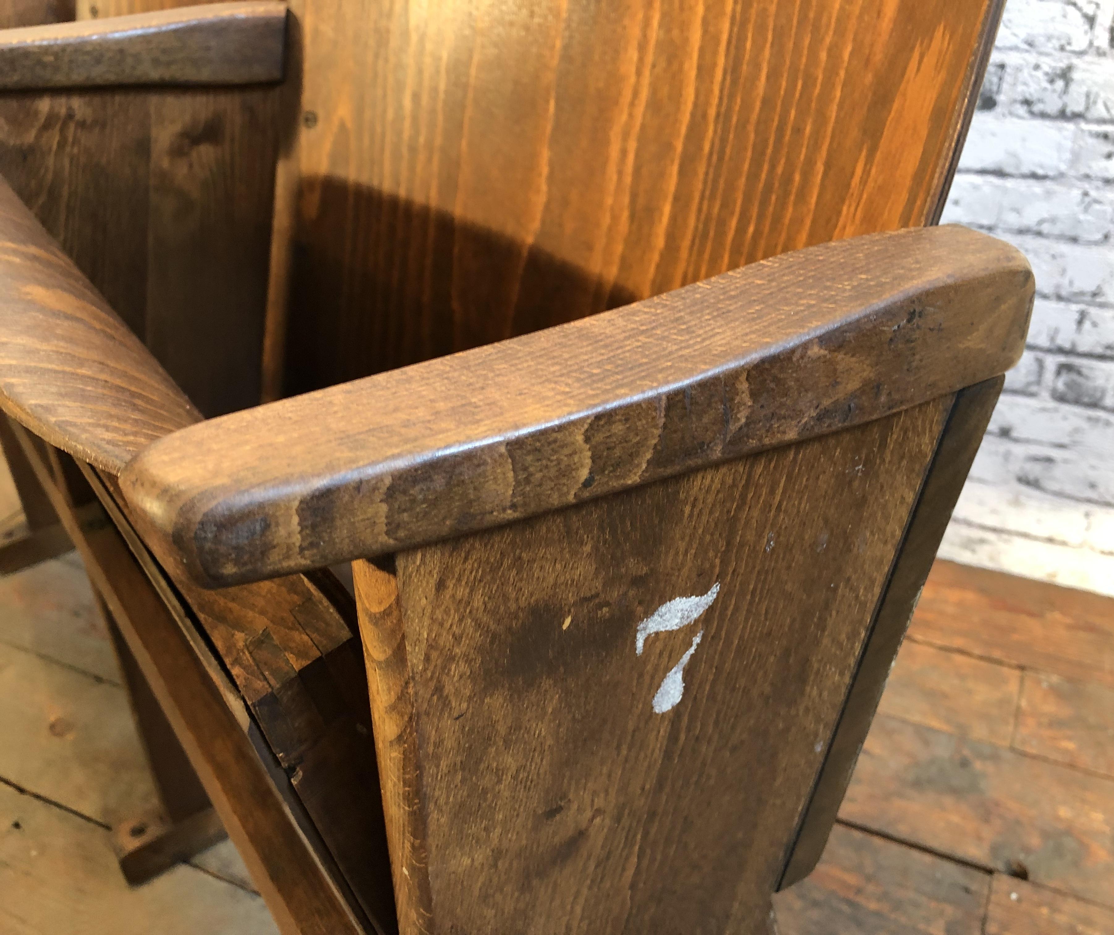 Wood Vintage Two-Seat Cinema Bench from Ton, 1960s