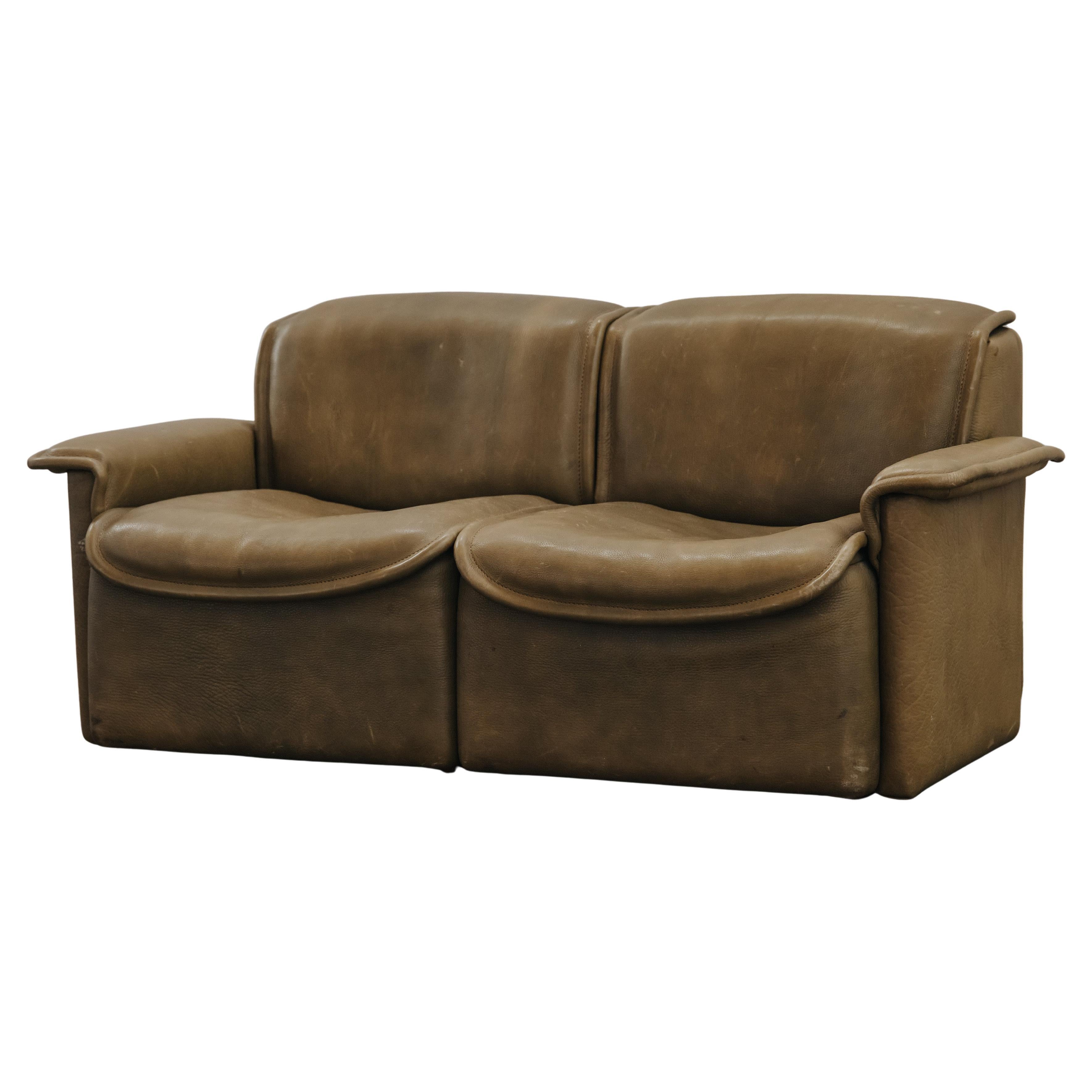 Vintage Two Seater Leather Sofa By De Sede, Switzerland 1970s