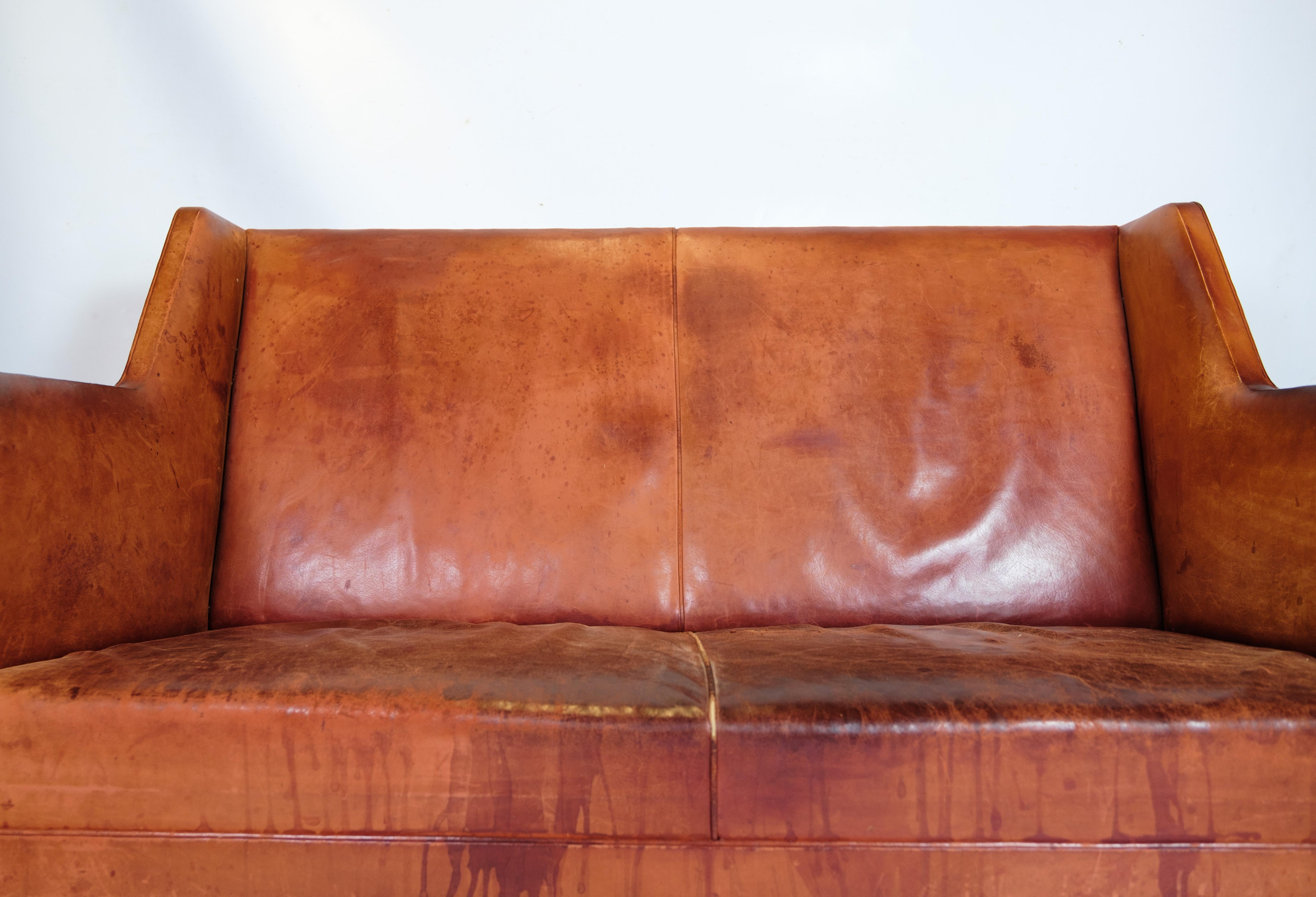 Zweisitzer-Sofa im Vintage-Stil von Kaare Klint für Rud. Rasmussen 1935s (Leder) im Angebot