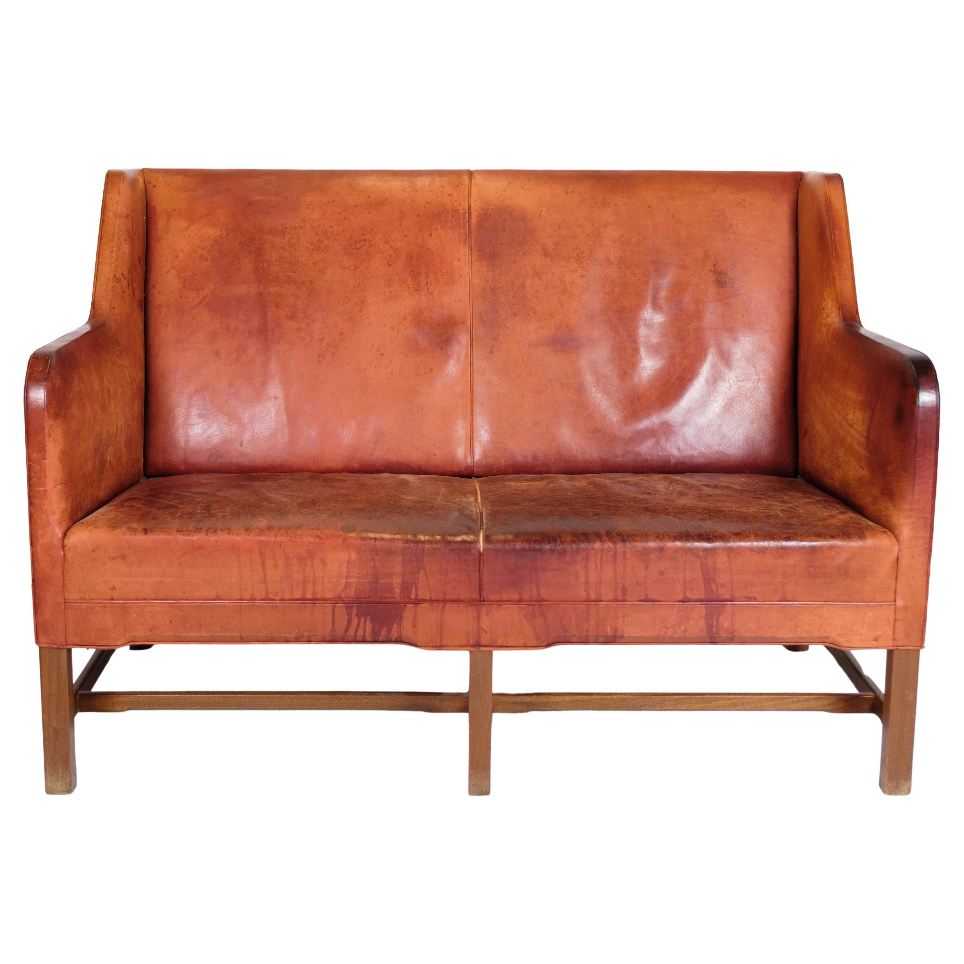 Vintage two-seater Sofa by Kaare Klint for Rud. Rasmussen 1935s For Sale