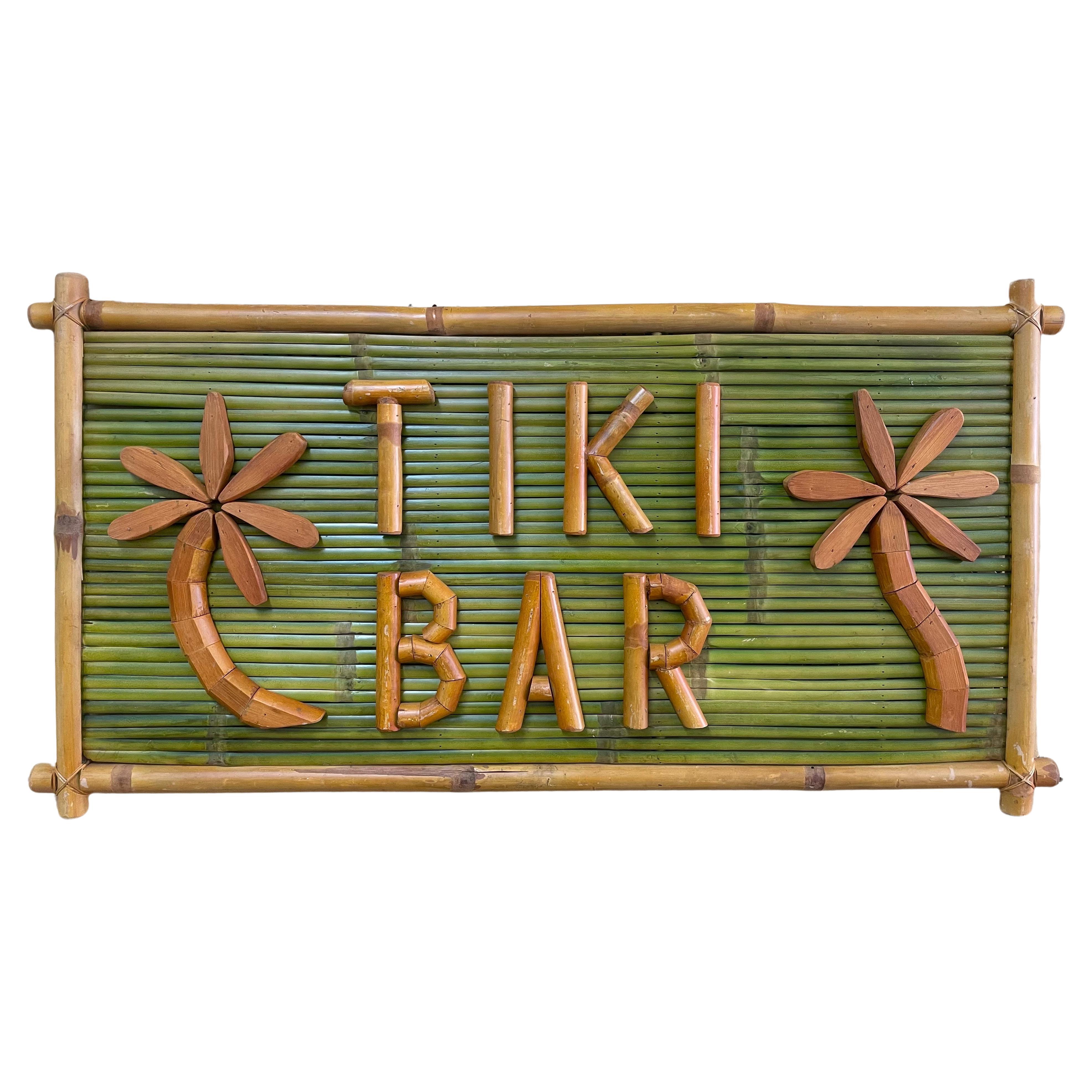 Vintage Two Sided Bamboo "Tiki Bar" Sign