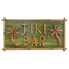Vintage Two Sided Bamboo "Tiki Bar" Sign