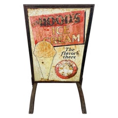 Antique Two-Sided Hood’s Ice Cream Advertising Sign