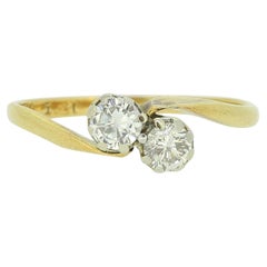 Vintage Two-Stone Diamond Crossover Ring