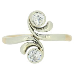 Vintage Two-Stone Diamond Crossover Ring