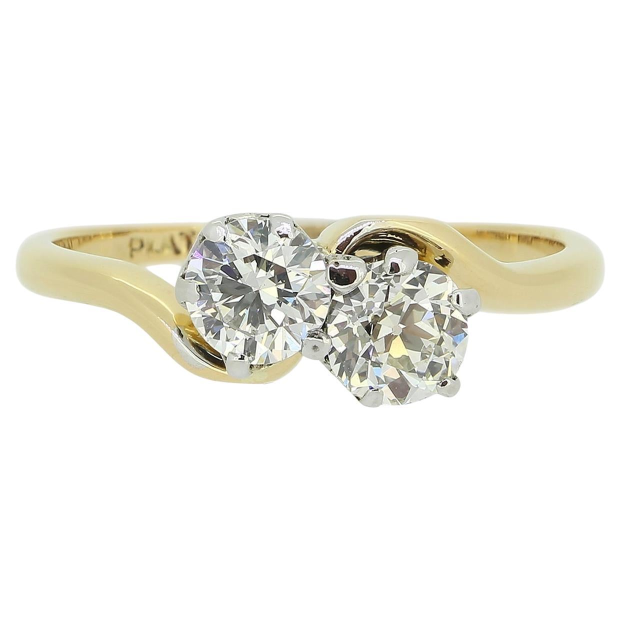 Vintage Two-Stone Diamond Ring For Sale