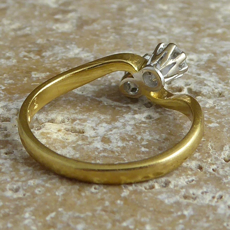 Vintage TwoStone Diamond Twist Engagement Ring in 18 Carat Gold at
