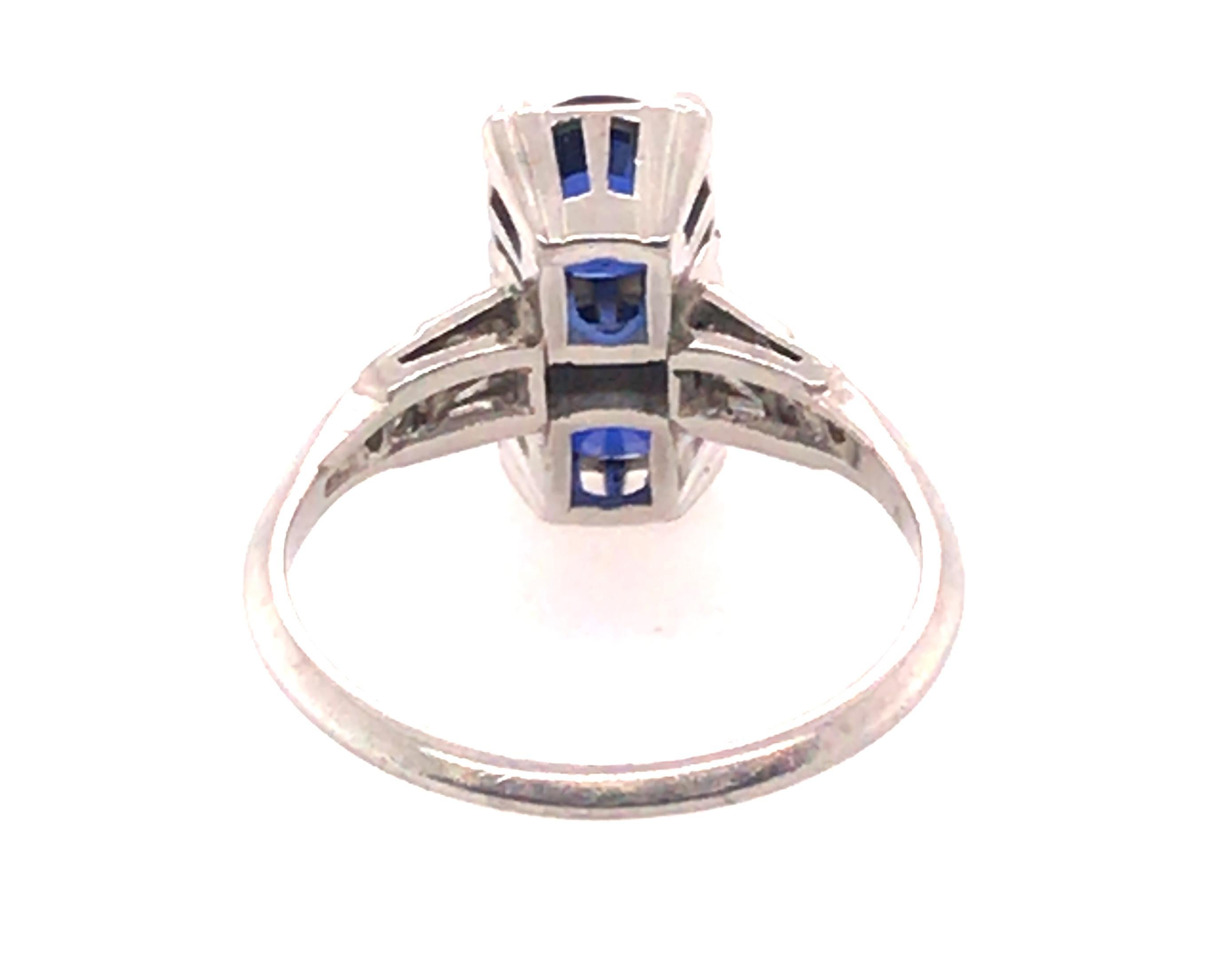 Women's Art Deco 2 Stone Sapphire Diamond Ring 2.71ct Baguettes Original 1920's Plat For Sale
