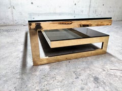 Vintage Two-Tier Belgochrom 23-Karat Coffee Table, 1970s