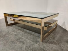 Vintage Two-Tier Belgochrom 23-Karat Coffee Table, 1970s
