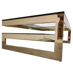 Vintage Two-Tier Belgochrom 23-Karat Coffee Table, 1970s