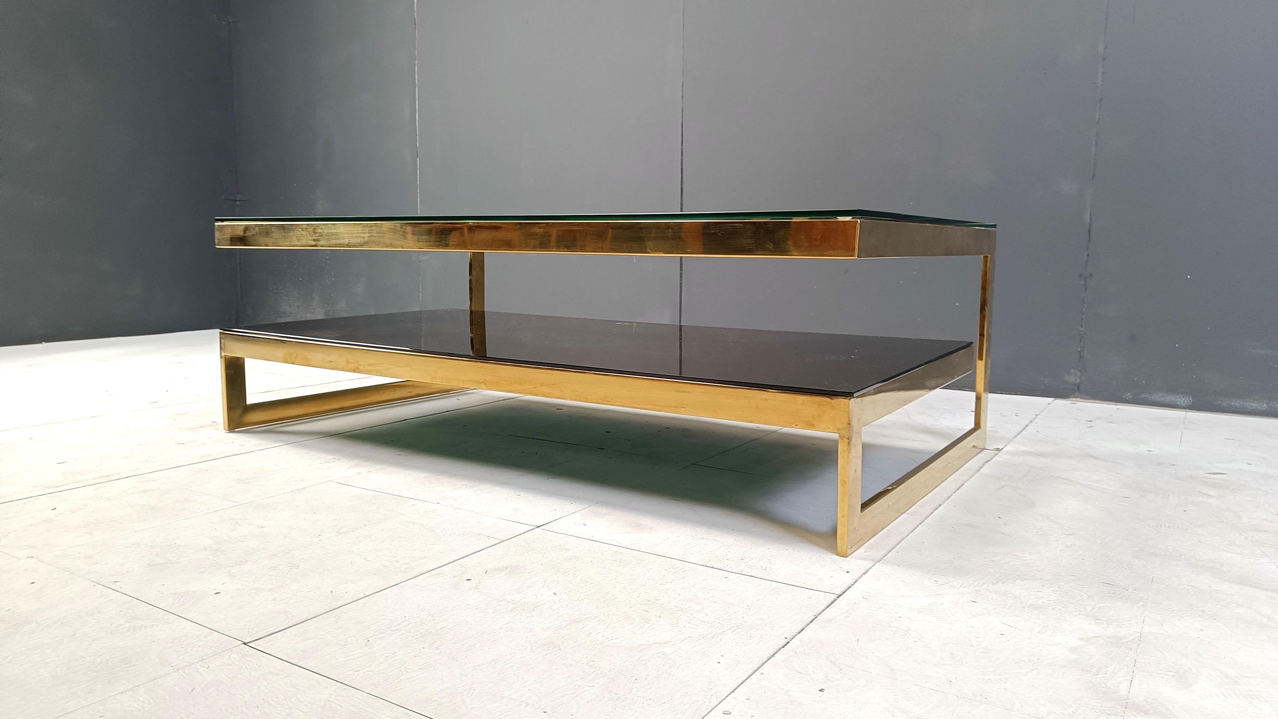 Table basse vintage à deux niveaux belgochrom 23kt, 1970 en vente 3