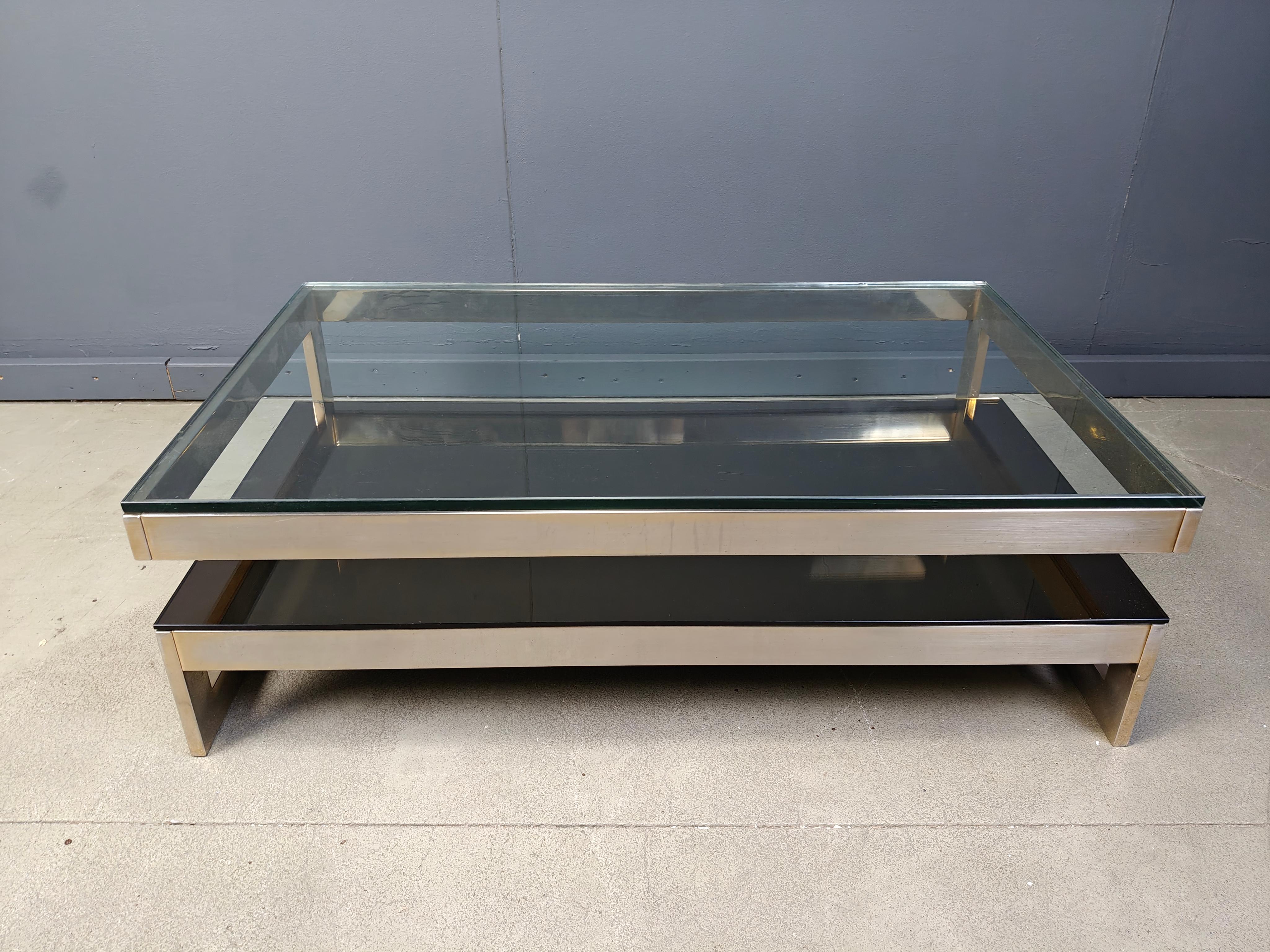 Table basse vintage à deux niveaux belgochrom 23kt, 1970 en vente 3