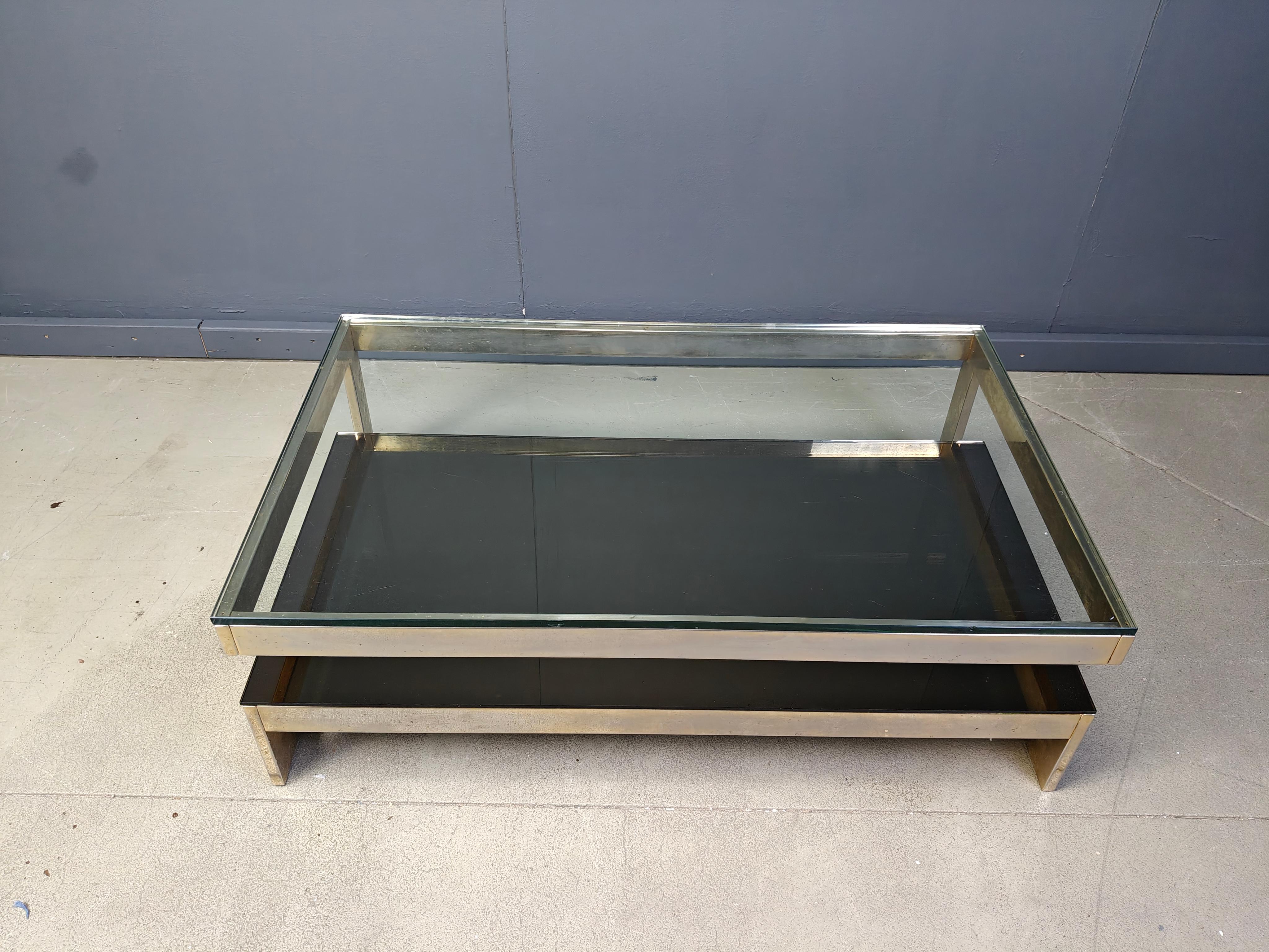 Table basse vintage à deux niveaux belgochrom 23kt, 1970 en vente 3