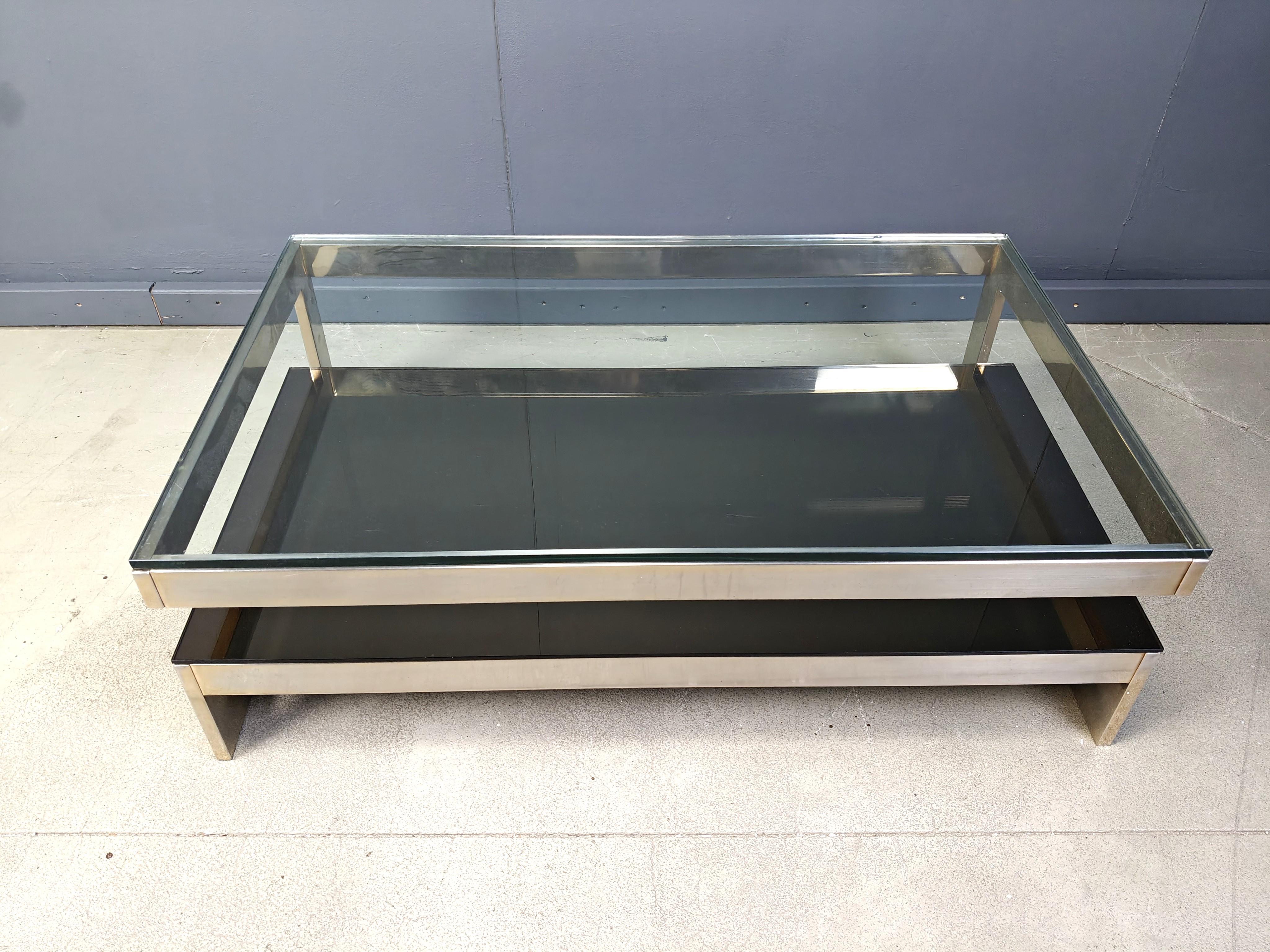 Table basse vintage à deux niveaux belgochrom 23kt, 1970 en vente 4