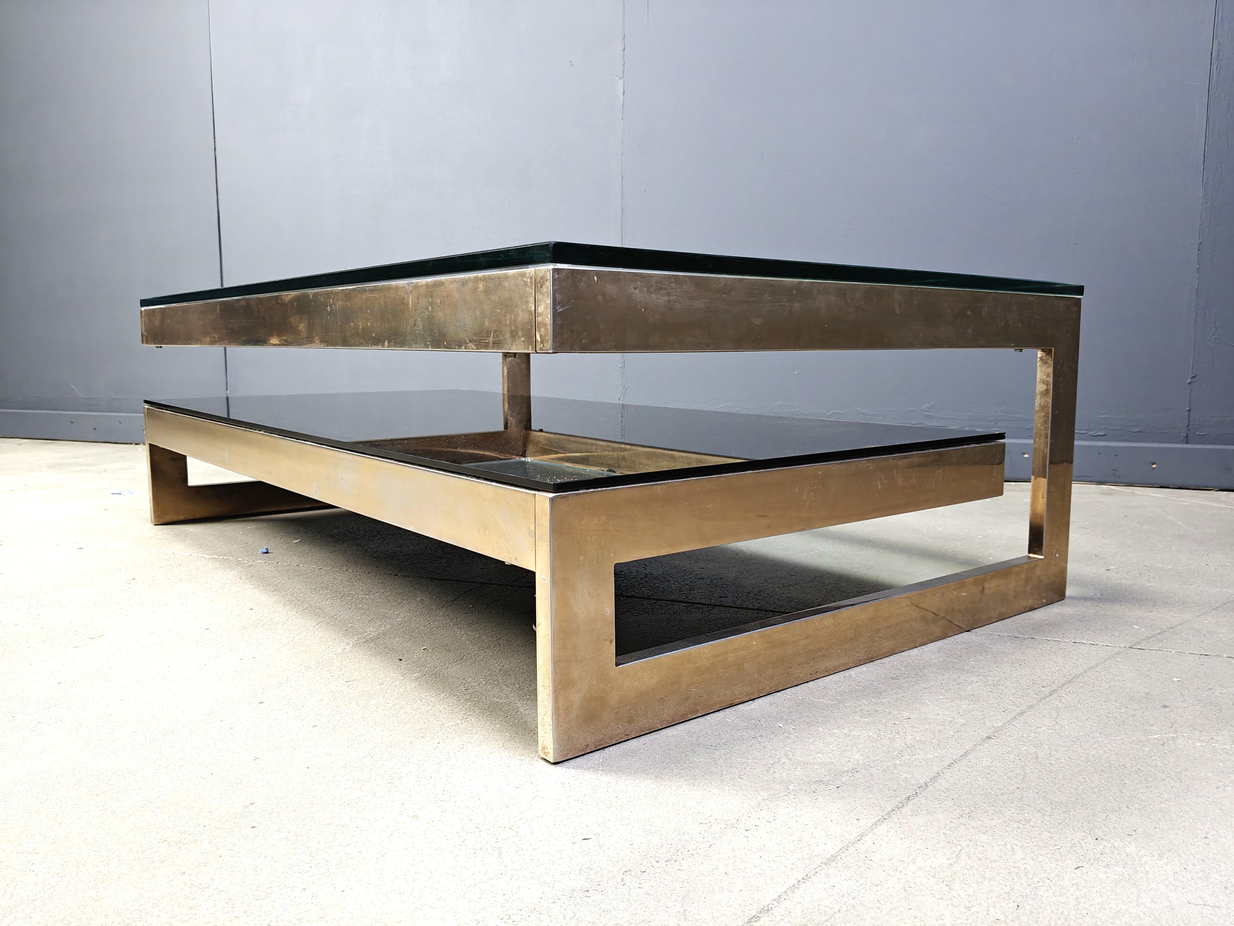 Table basse vintage à deux niveaux belgochrom 23kt, 1970 en vente 4