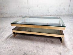 Vintage Two-Tier Belgochrom 23-Karat Coffee Table, 1970s