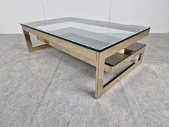 Vintage Two Tier Belgochrom 23kt Coffee Table, 1970s