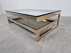 Vintage Two Tier Belgochrom 23kt Coffee Table, 1970s