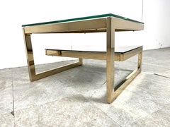 Vintage two tier belgochrom 23kt coffee table, 1970s