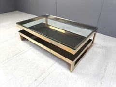 Vintage two tier belgochrom 23kt coffee table, 1970s