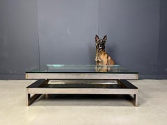 Vintage two tier belgochrom 23kt coffee table, 1970s