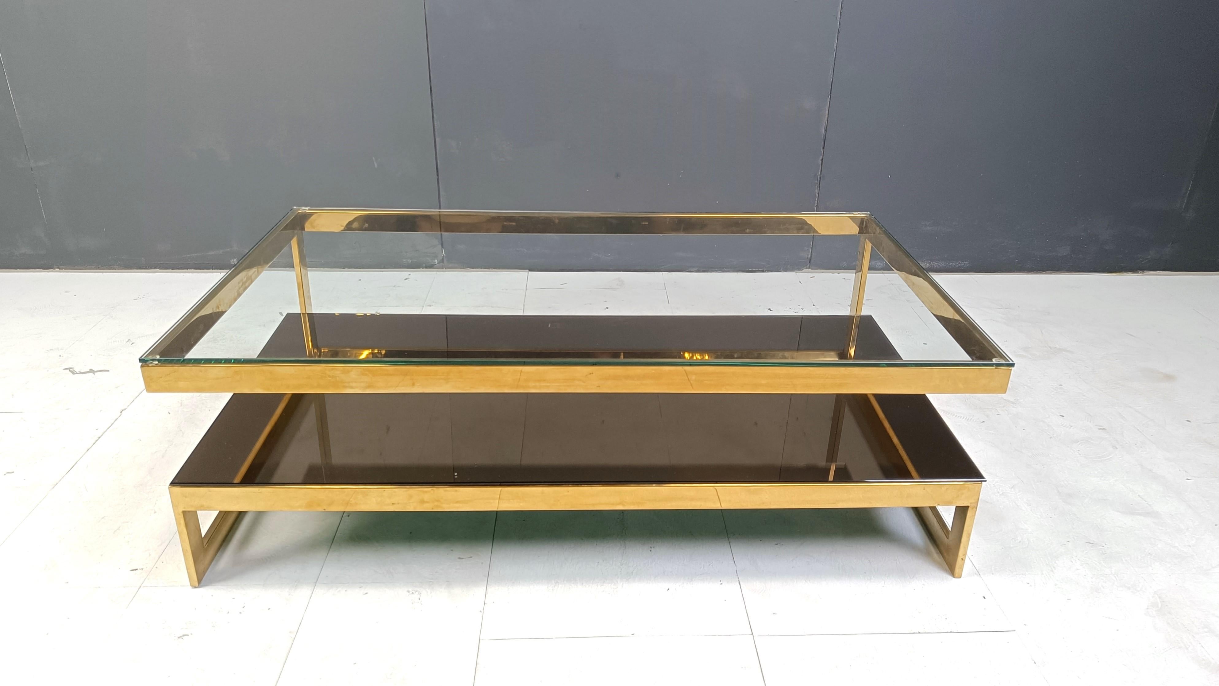 Belge Table basse vintage à deux niveaux belgochrom 23kt, 1970 en vente