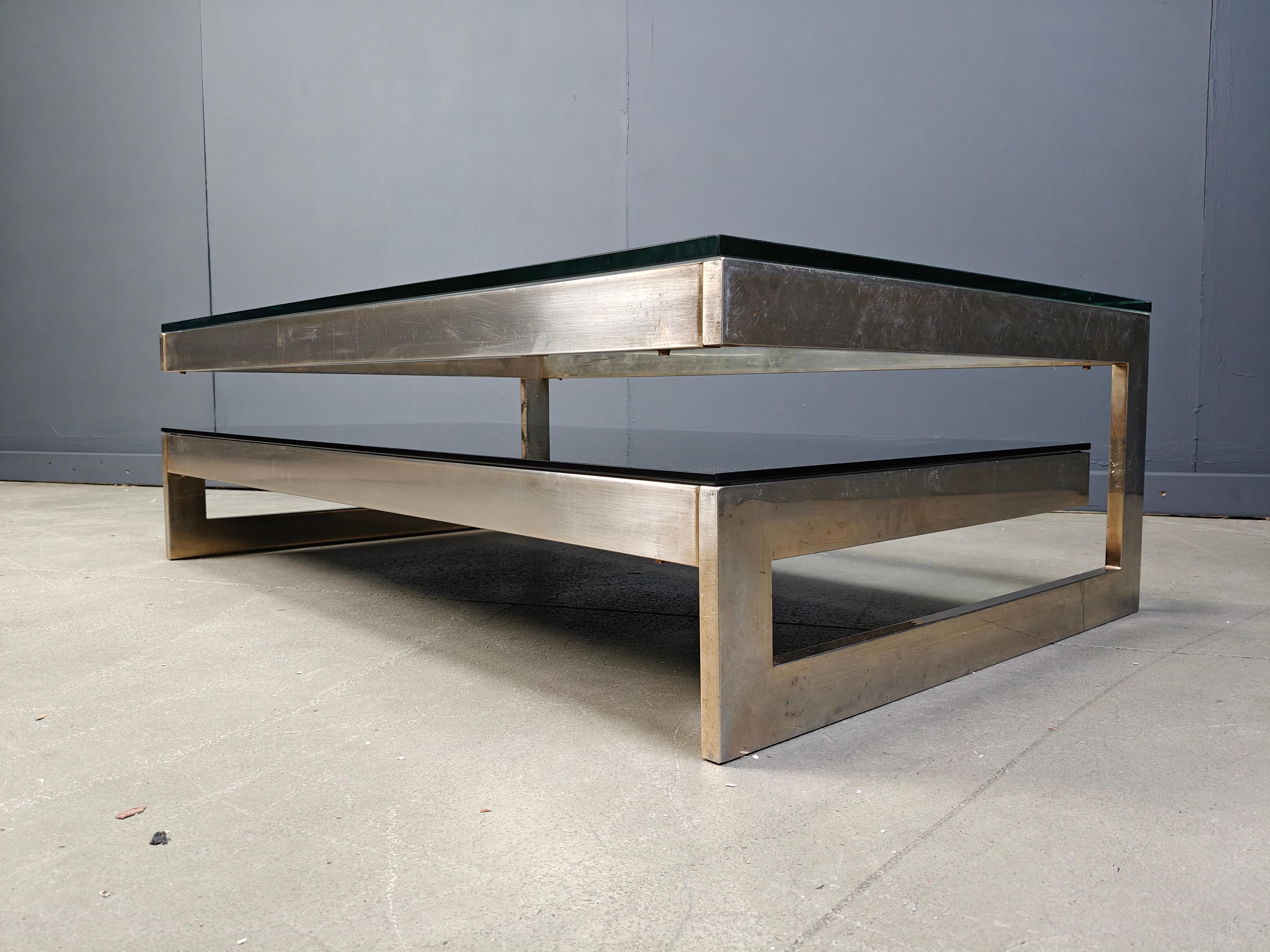 Belge Table basse vintage à deux niveaux belgochrom 23kt, 1970 en vente
