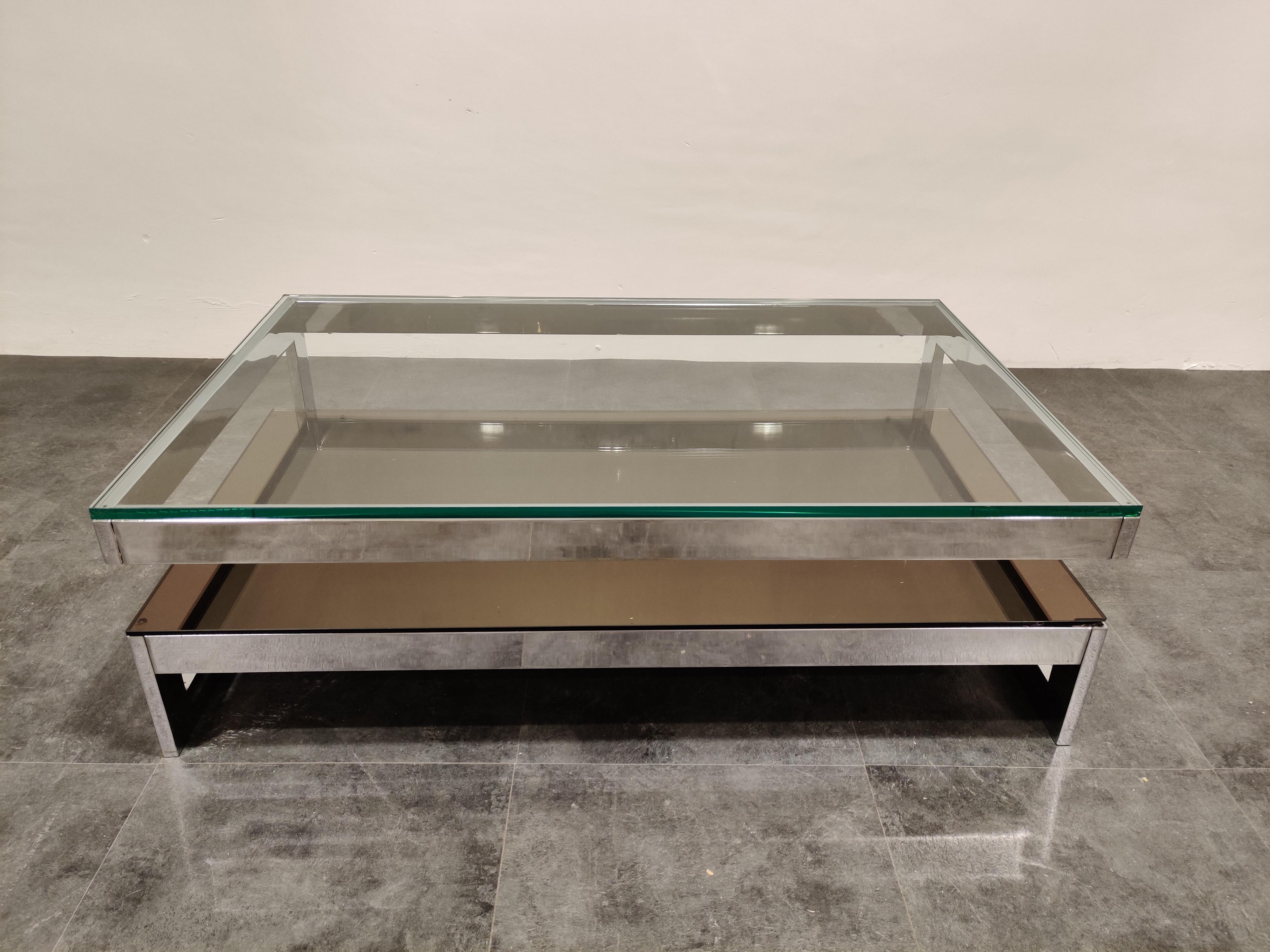 Vintage Two-Tier Belgochrom 23-Karat Coffee Table, 1970s In Good Condition In HEVERLEE, BE