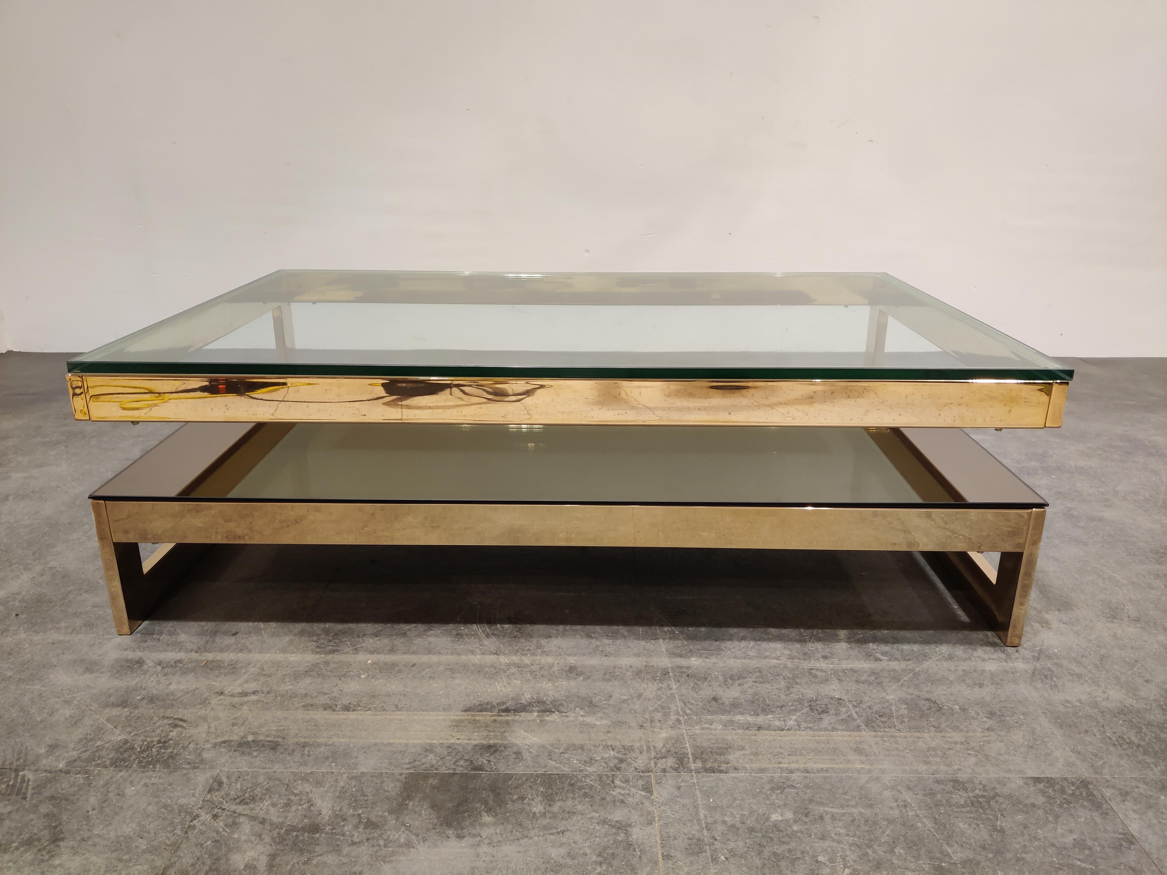 Vintage Two-Tier Belgochrom 23-Karat Coffee Table, 1970s In Good Condition In HEVERLEE, BE