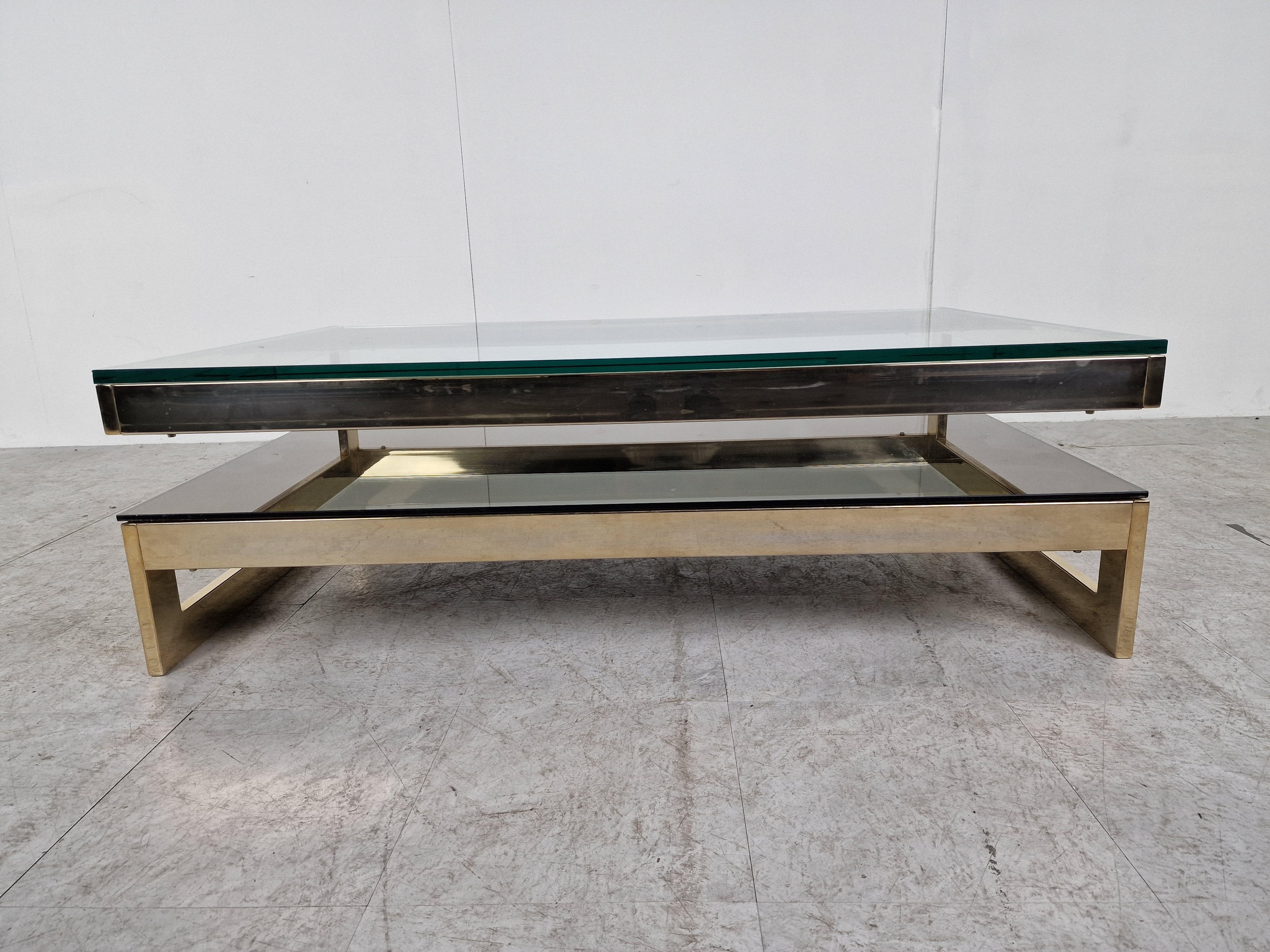 Vintage Two Tier Belgochrom 23kt Coffee Table, 1970s In Good Condition In HEVERLEE, BE