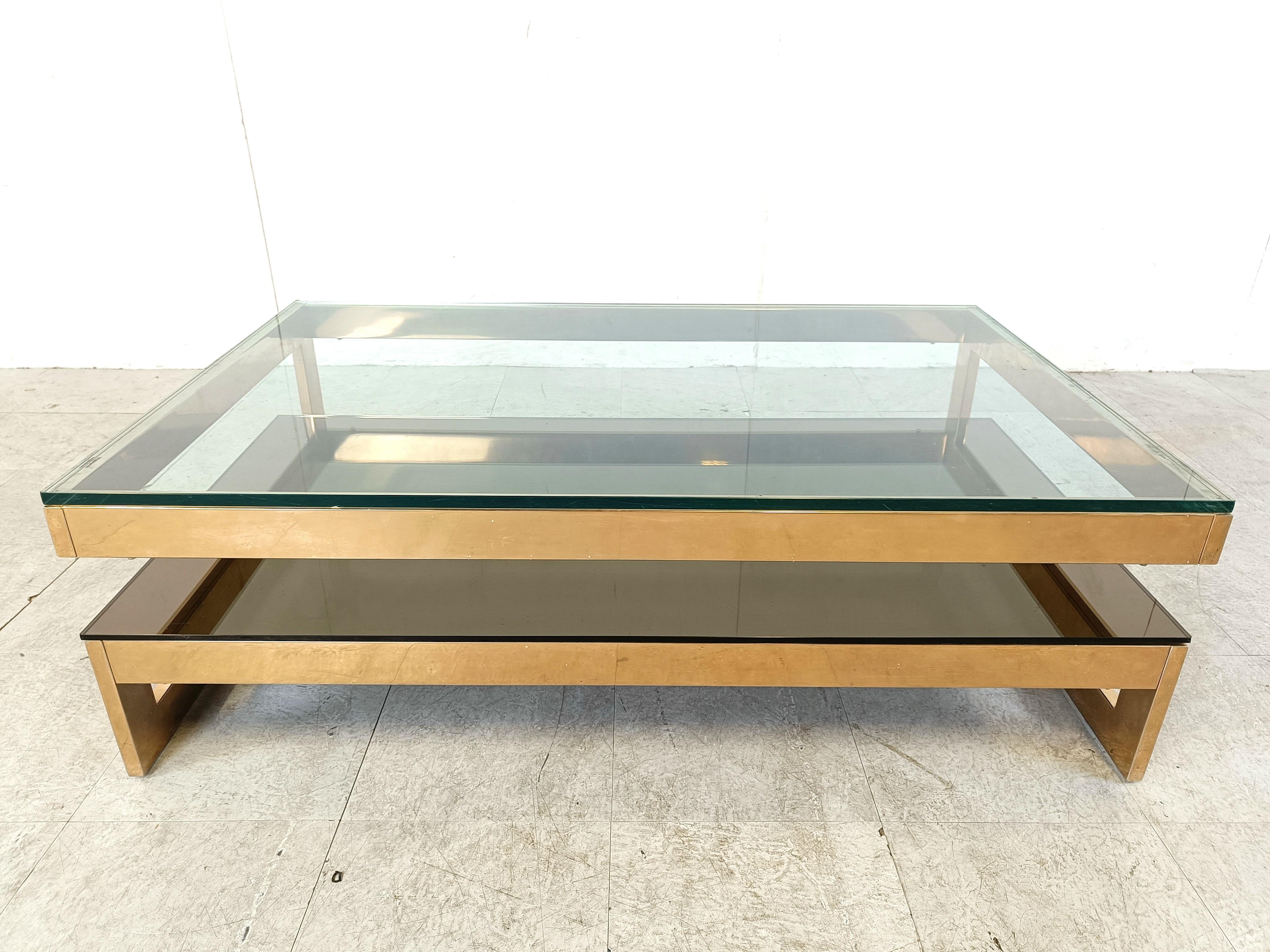 Vintage Two Tier Belgochrom 23kt Coffee Table, 1970s In Good Condition For Sale In HEVERLEE, BE
