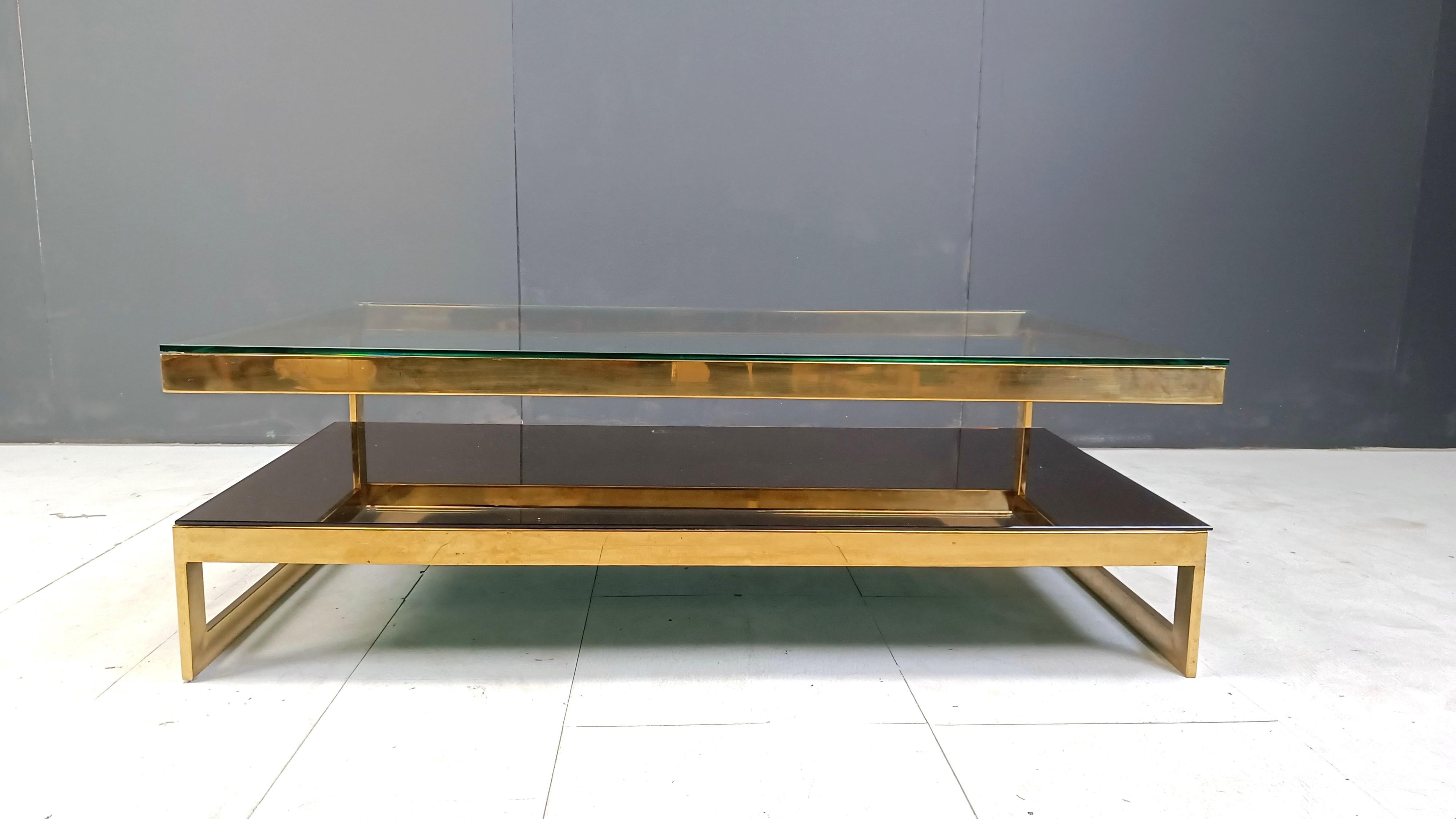 Table basse vintage à deux niveaux belgochrom 23kt, 1970 Bon état - En vente à Leuven, Vlaams Gewest