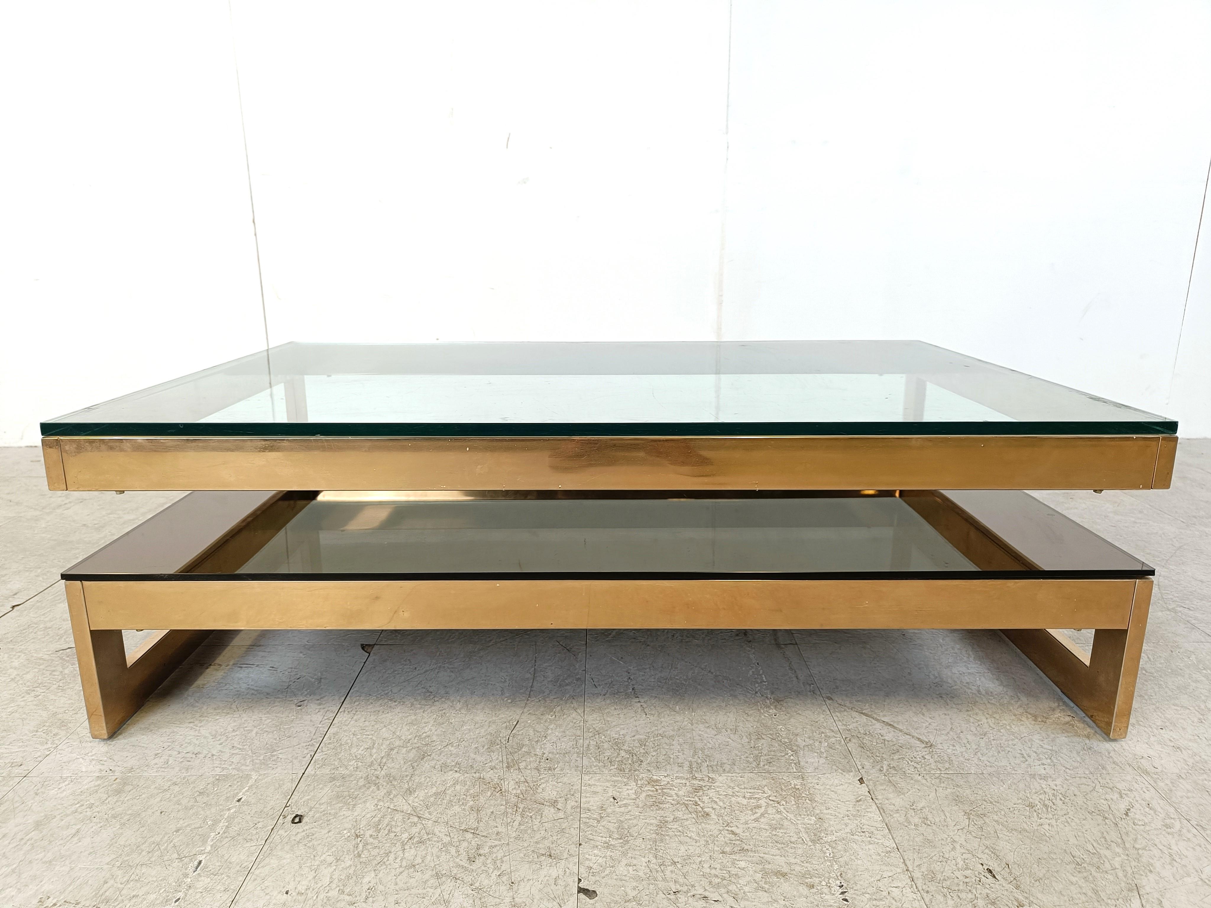 Late 20th Century Vintage Two Tier Belgochrom 23kt Coffee Table, 1970s For Sale