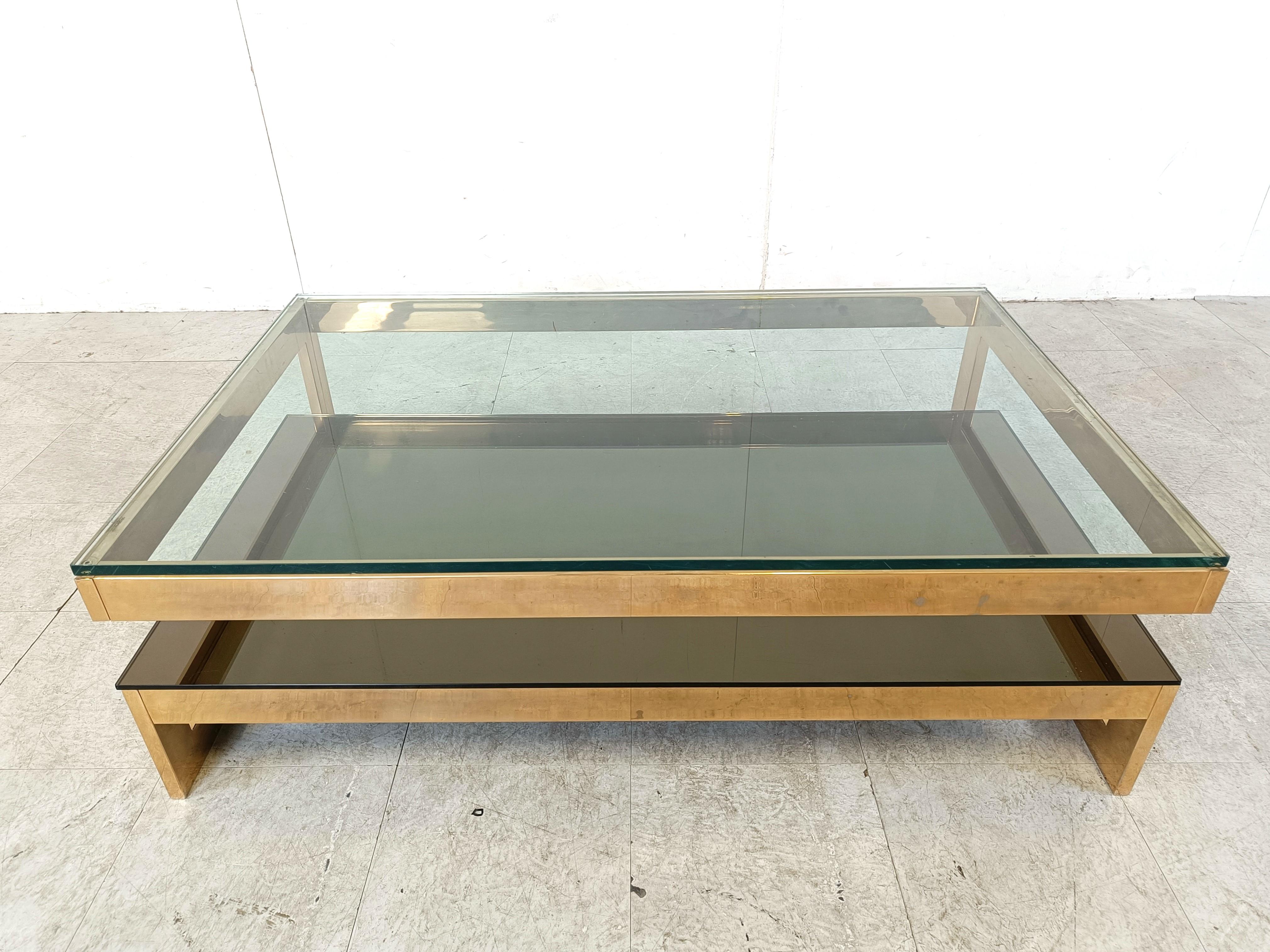 Late 20th Century Vintage Two Tier Belgochrom 23kt Coffee Table, 1970s