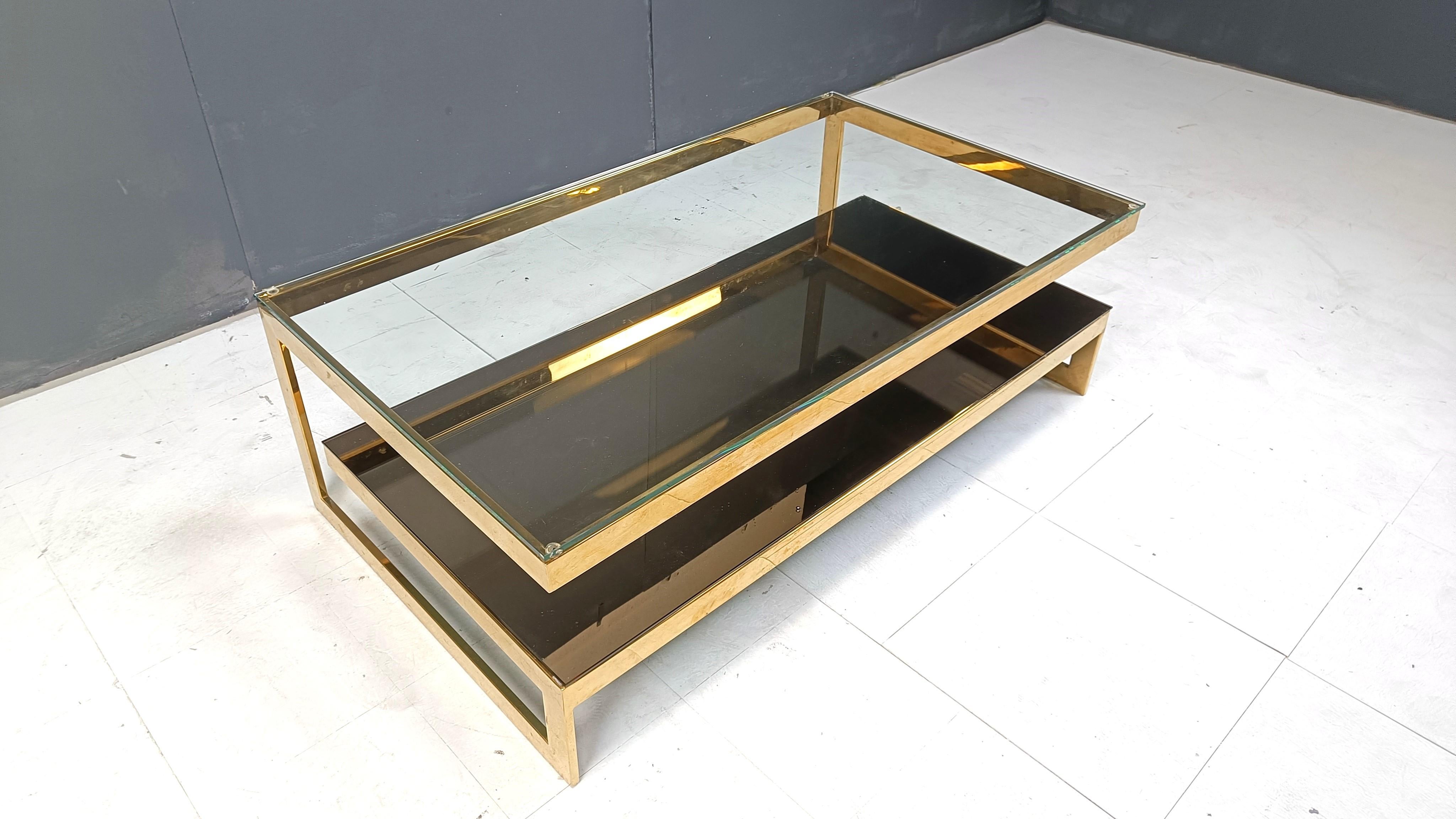Fin du 20e siècle Table basse vintage à deux niveaux belgochrom 23kt, 1970 en vente