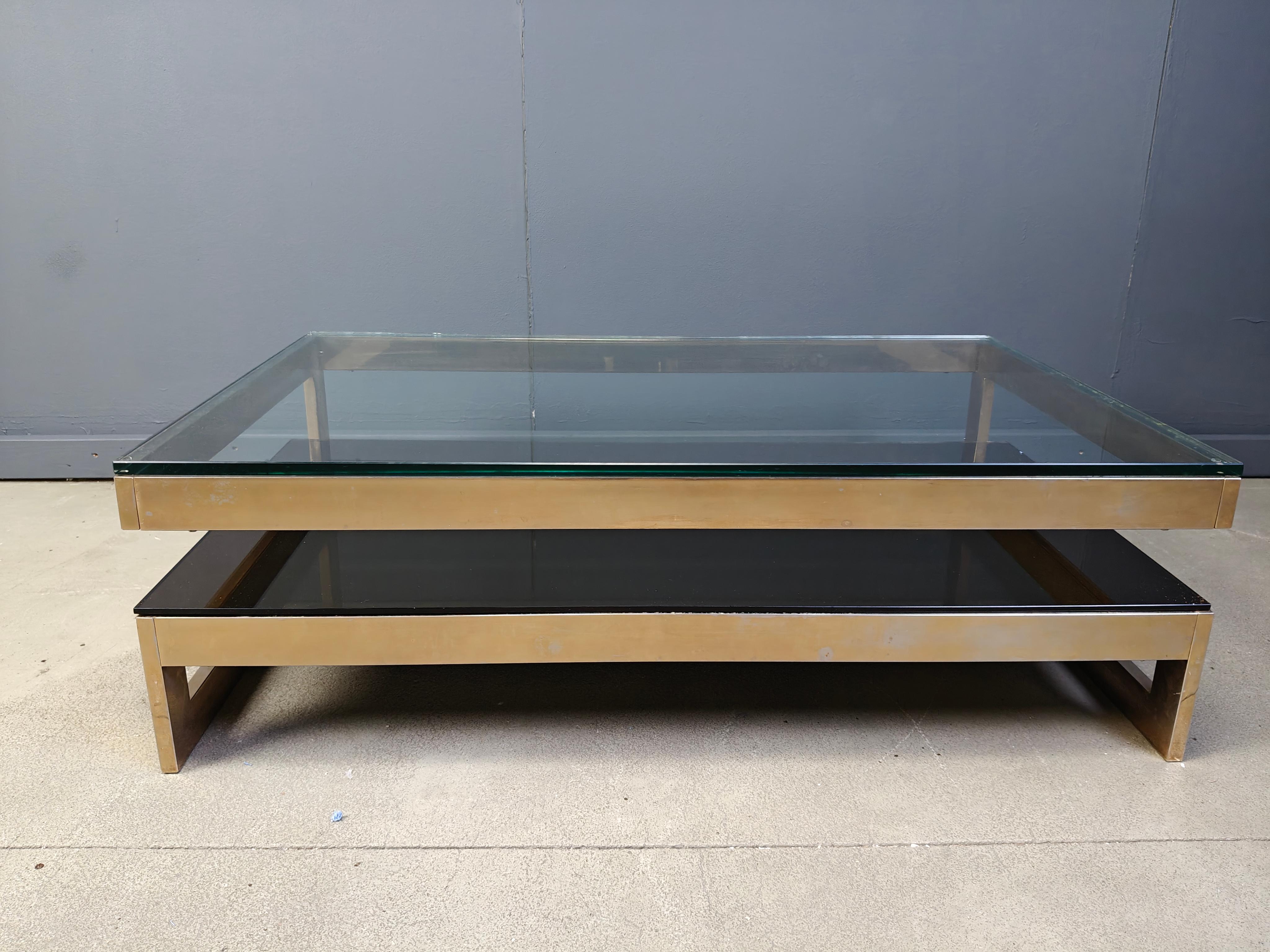 Zweistöckiger belgochromer 23kt Couchtisch, 1970er Jahre (Ende des 20. Jahrhunderts) im Angebot