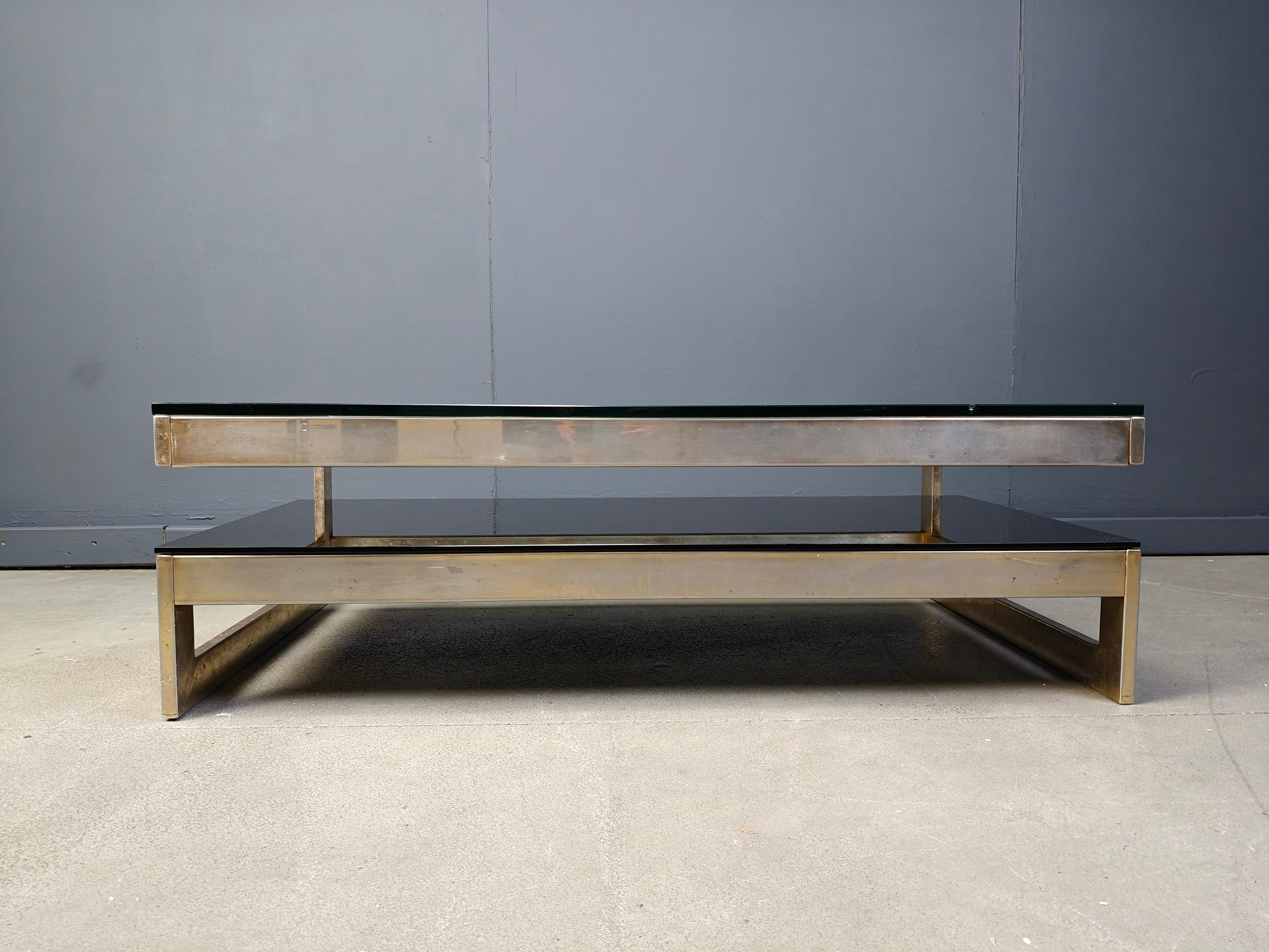Fin du 20e siècle Table basse vintage à deux niveaux belgochrom 23kt, 1970 en vente