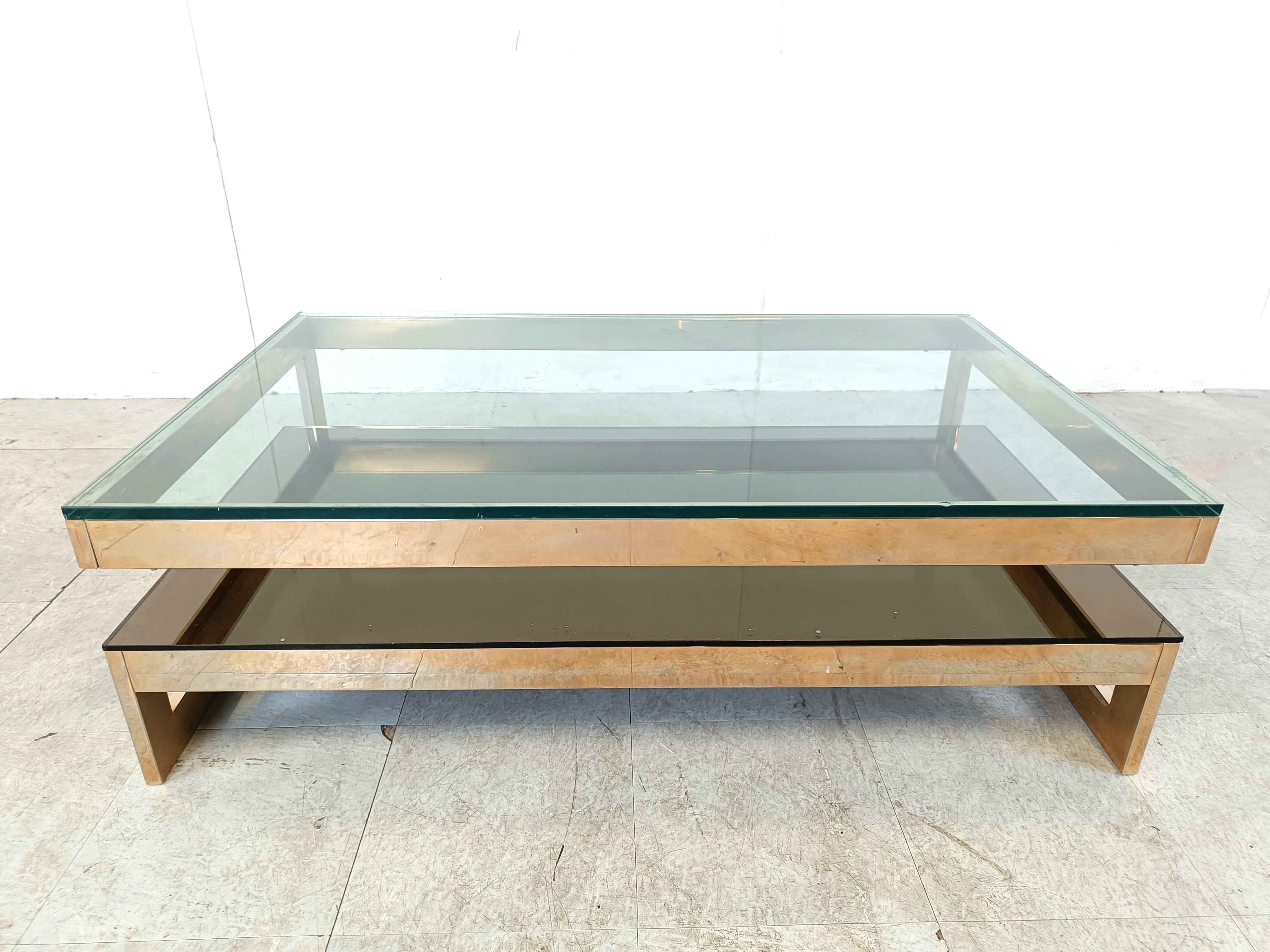 Gold Plate Vintage Two Tier Belgochrom 23kt Coffee Table, 1970s For Sale