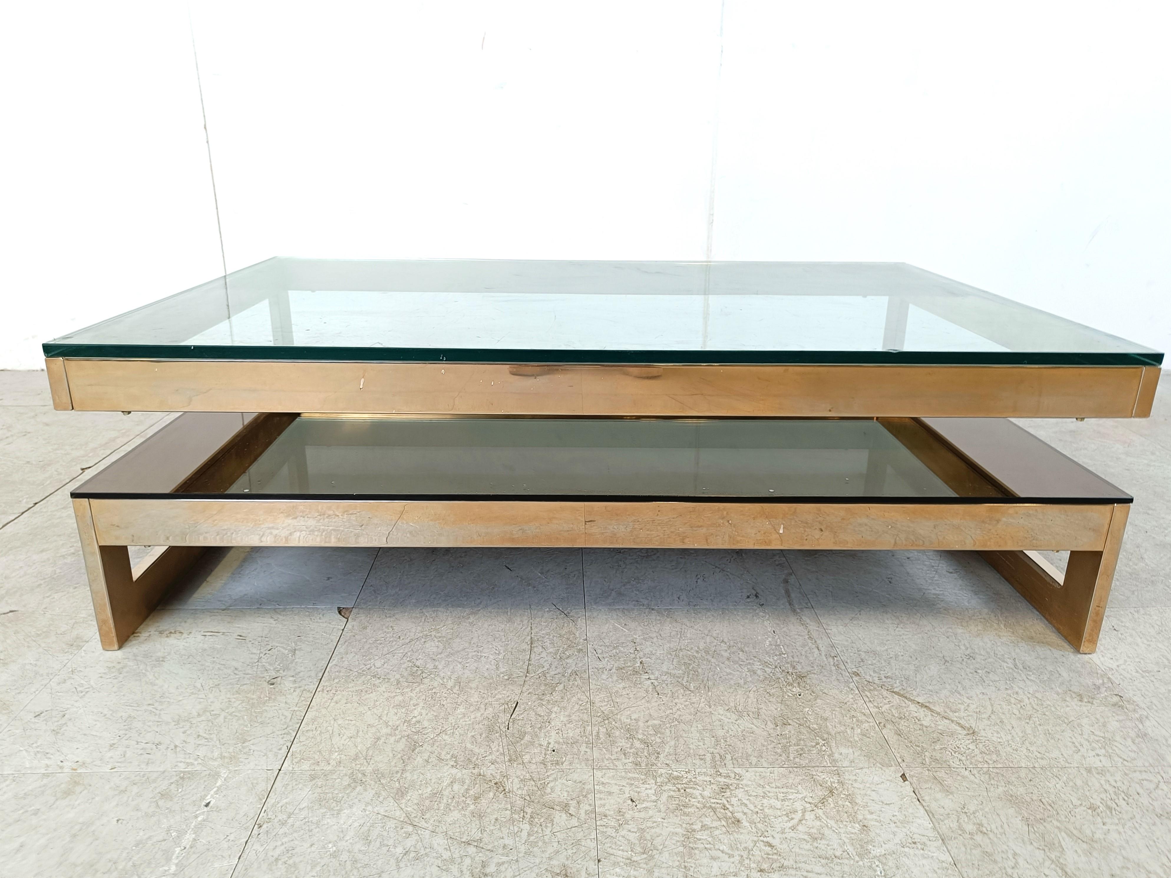 Vintage Two Tier Belgochrom 23kt Coffee Table, 1970s For Sale 1