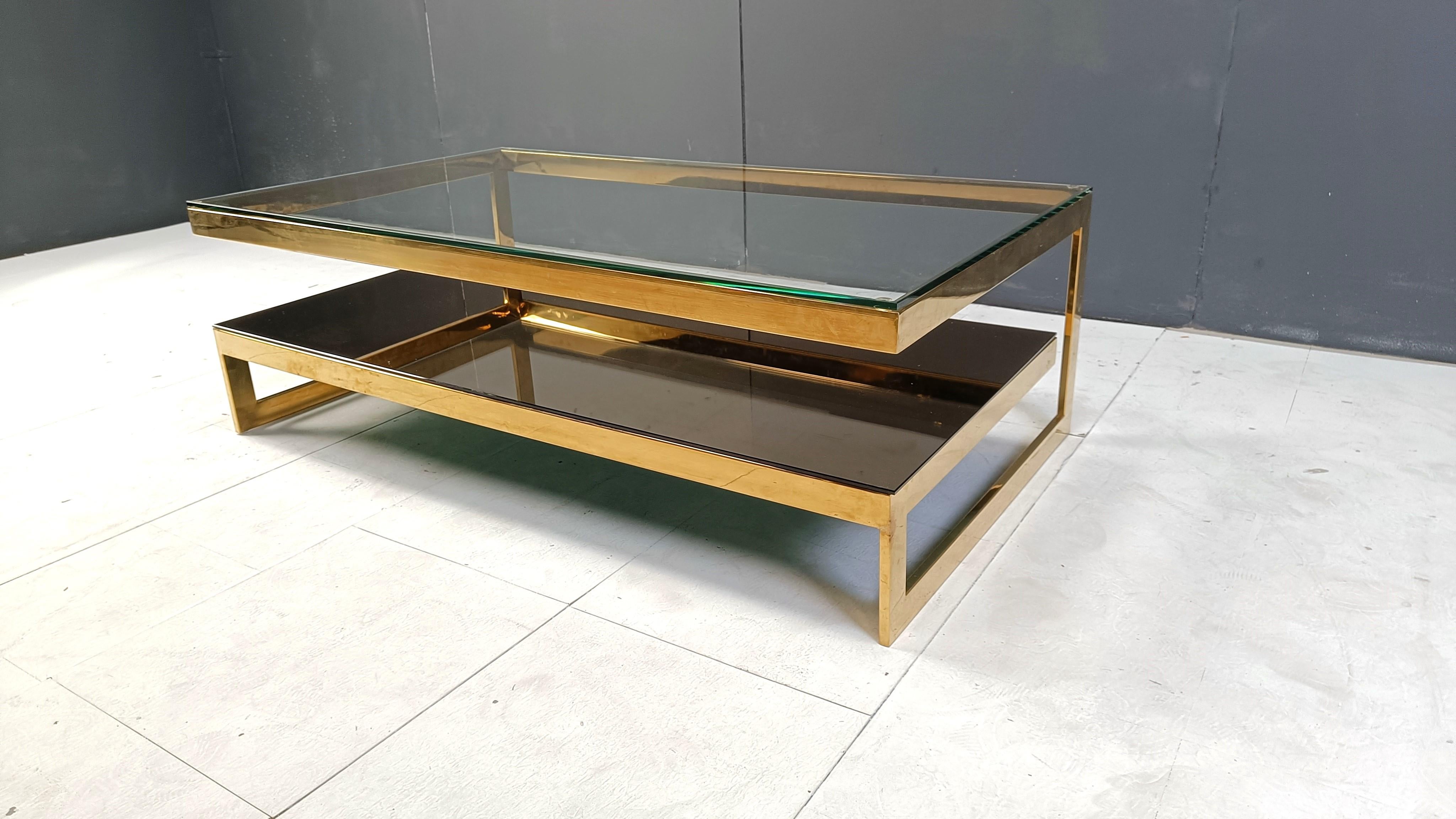 Table basse vintage à deux niveaux belgochrom 23kt, 1970 en vente 1