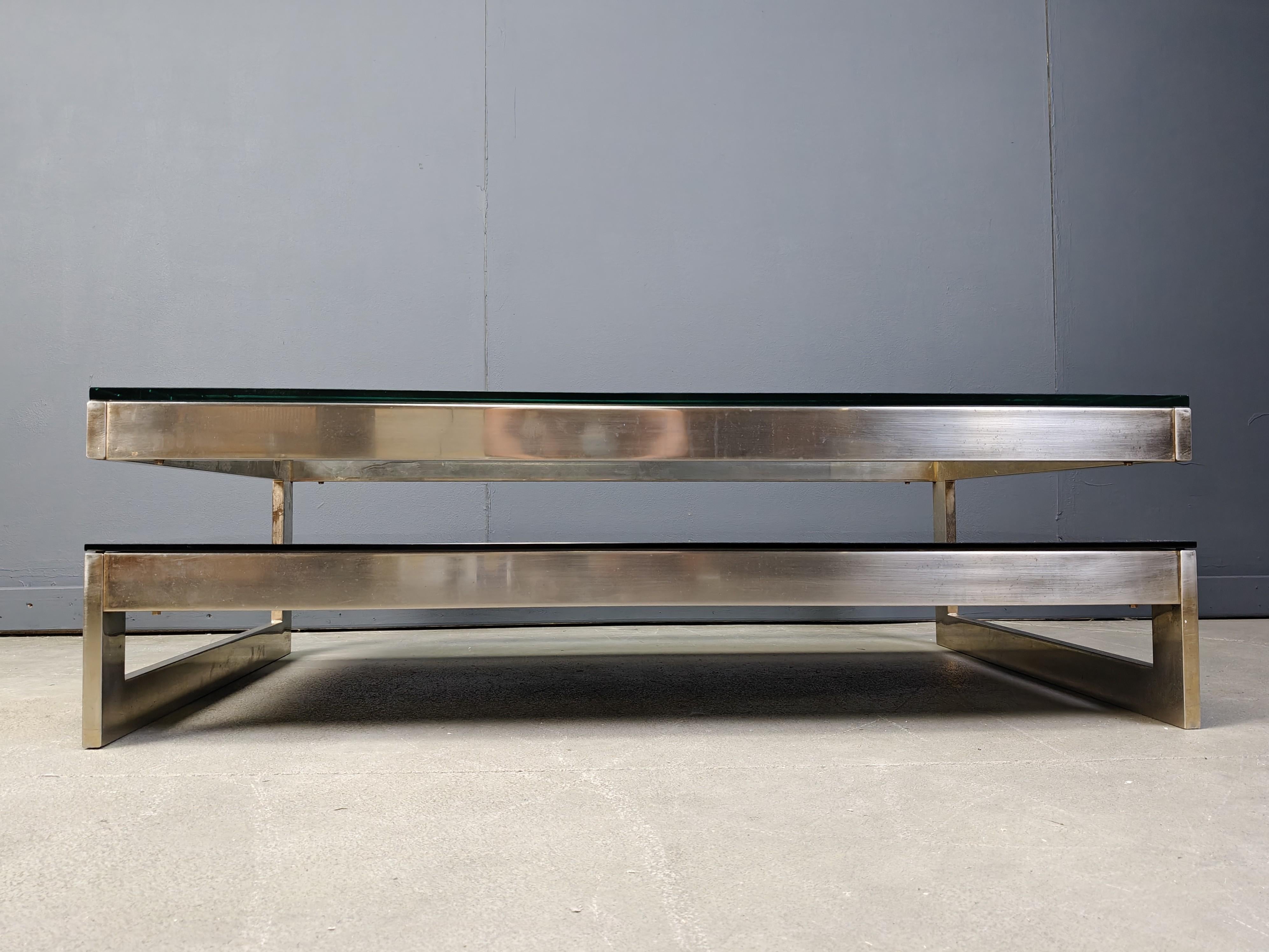 Table basse vintage à deux niveaux belgochrom 23kt, 1970 en vente 1