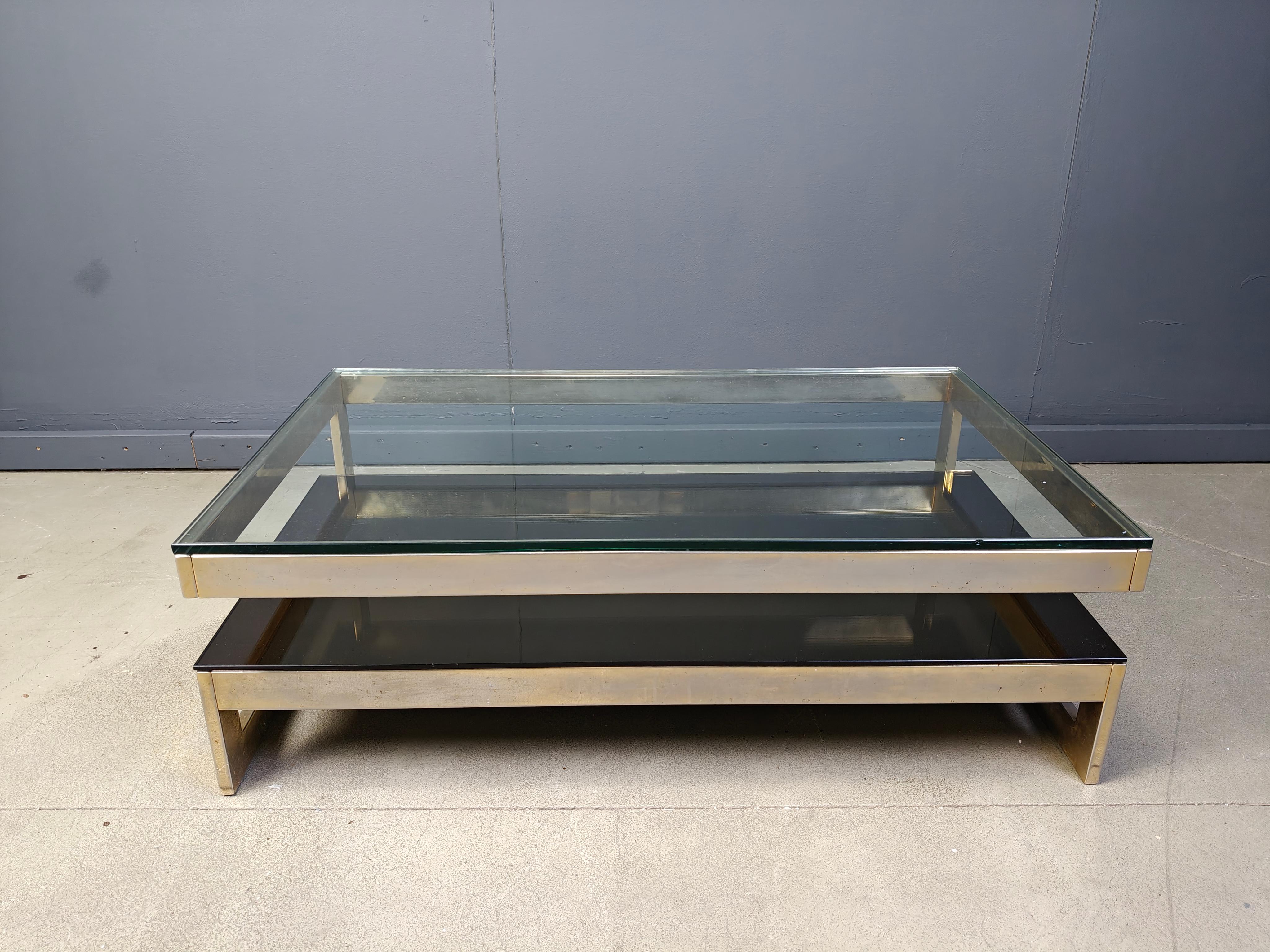 Table basse vintage à deux niveaux belgochrom 23kt, 1970 en vente 1