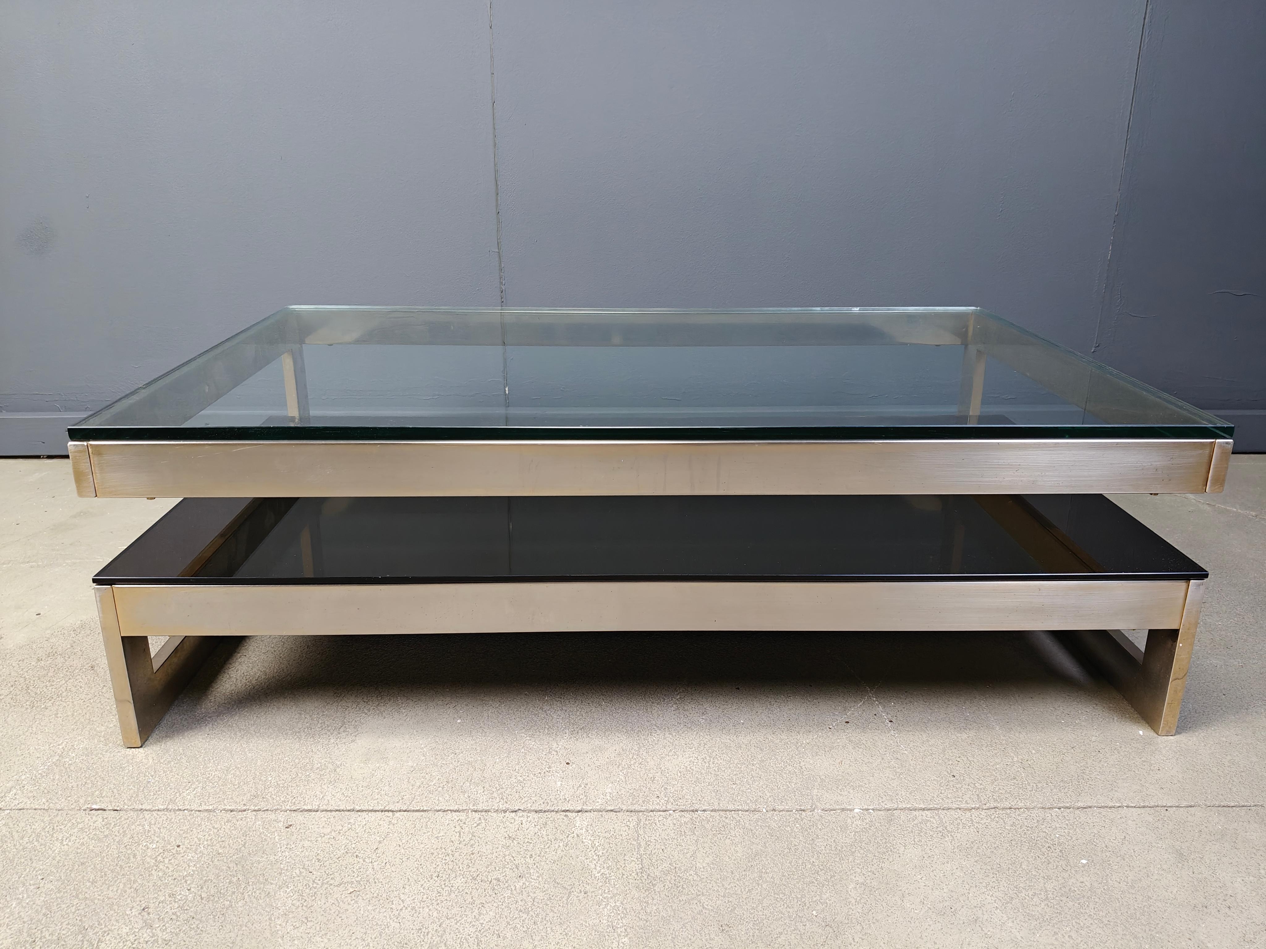 Table basse vintage à deux niveaux belgochrom 23kt, 1970 en vente 2
